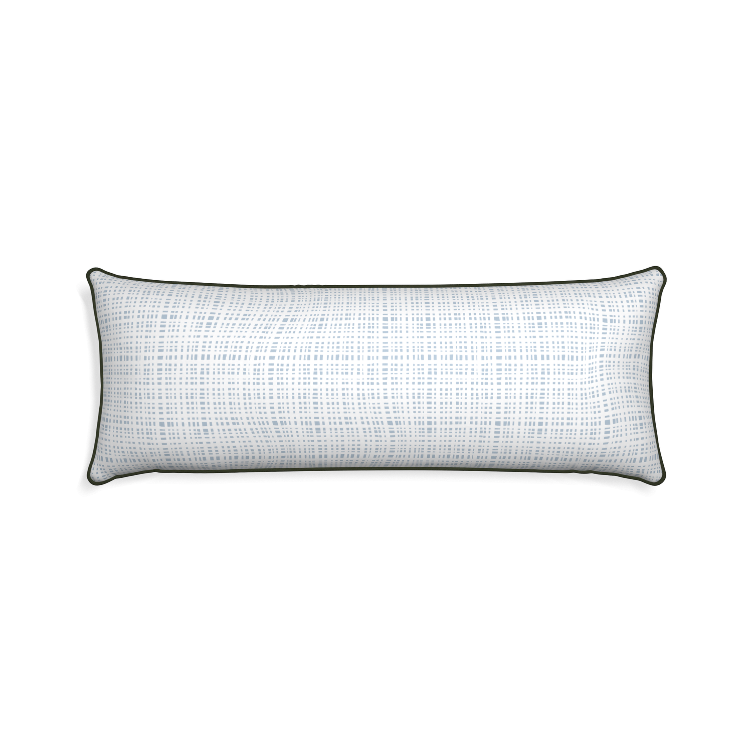 Xl-lumbar ginger custom plaid sky bluepillow with f piping on white background