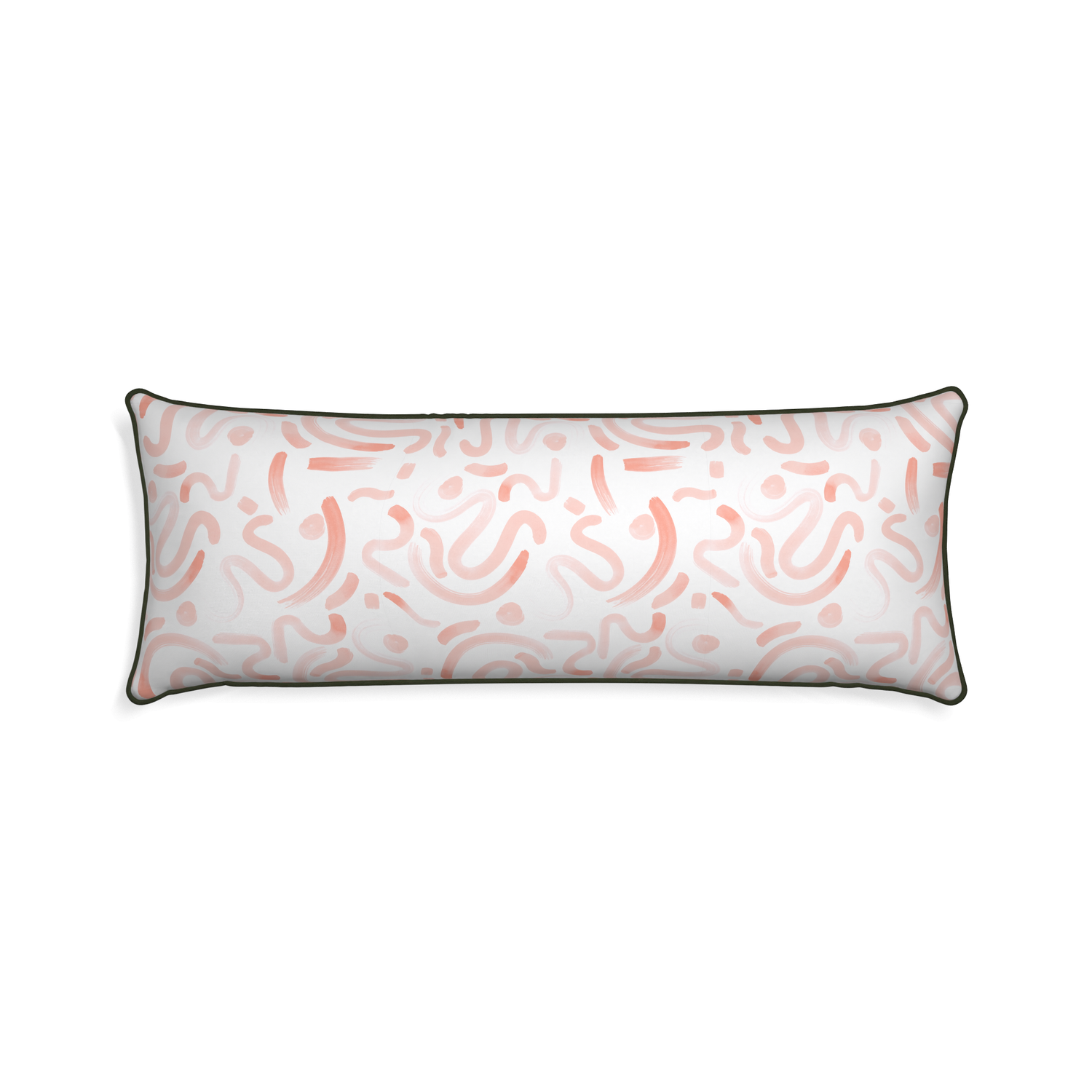 Xl-lumbar hockney pink custom pink graphicpillow with f piping on white background