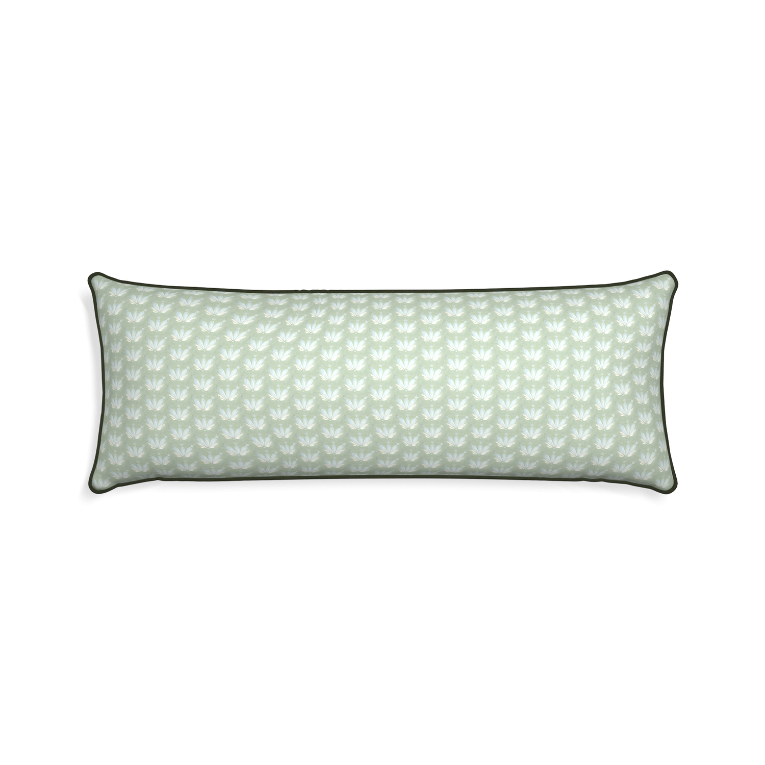 Xl-lumbar serena sea salt custom blue & green floral drop repeatpillow with f piping on white background