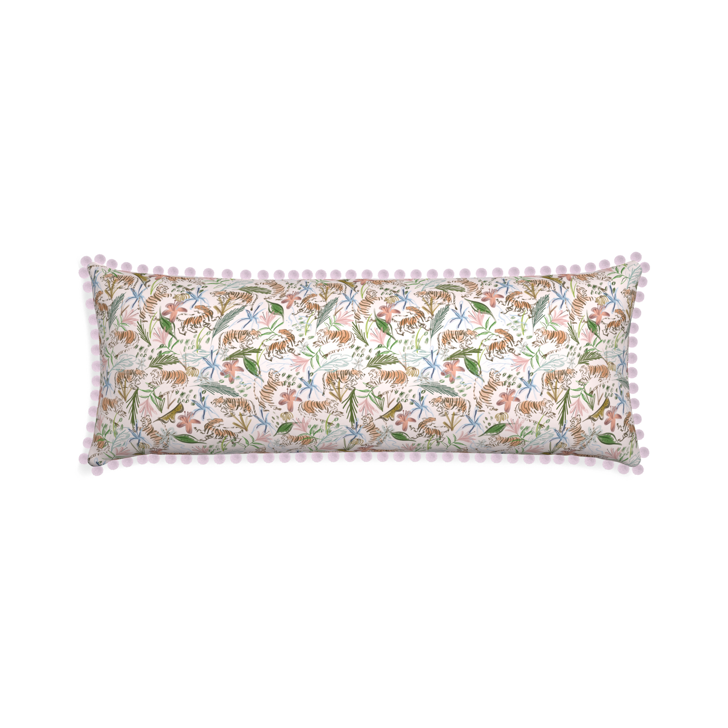 Xl-lumbar frida pink custom pink chinoiserie tigerpillow with l on white background