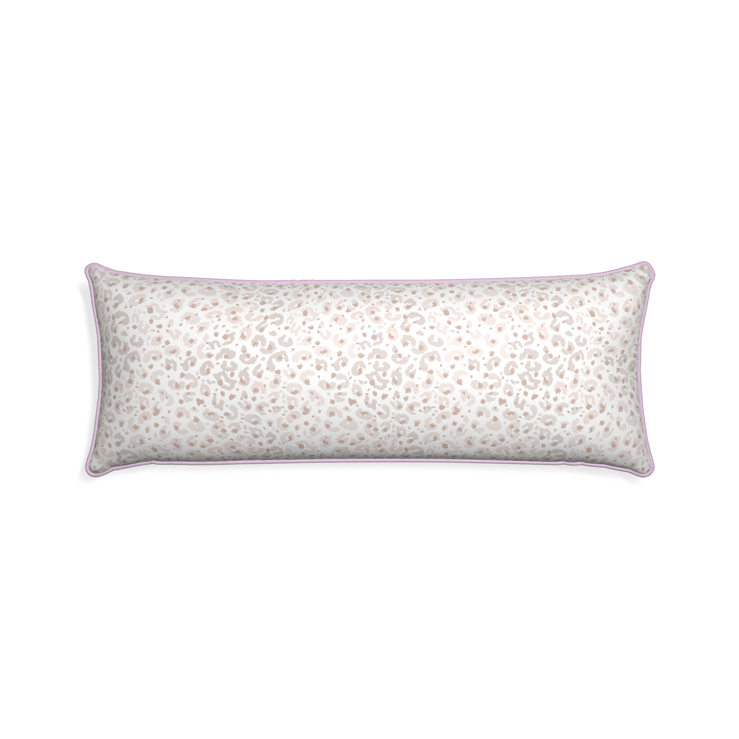 Xl-lumbar rosie custom beige animal printpillow with l piping on white background