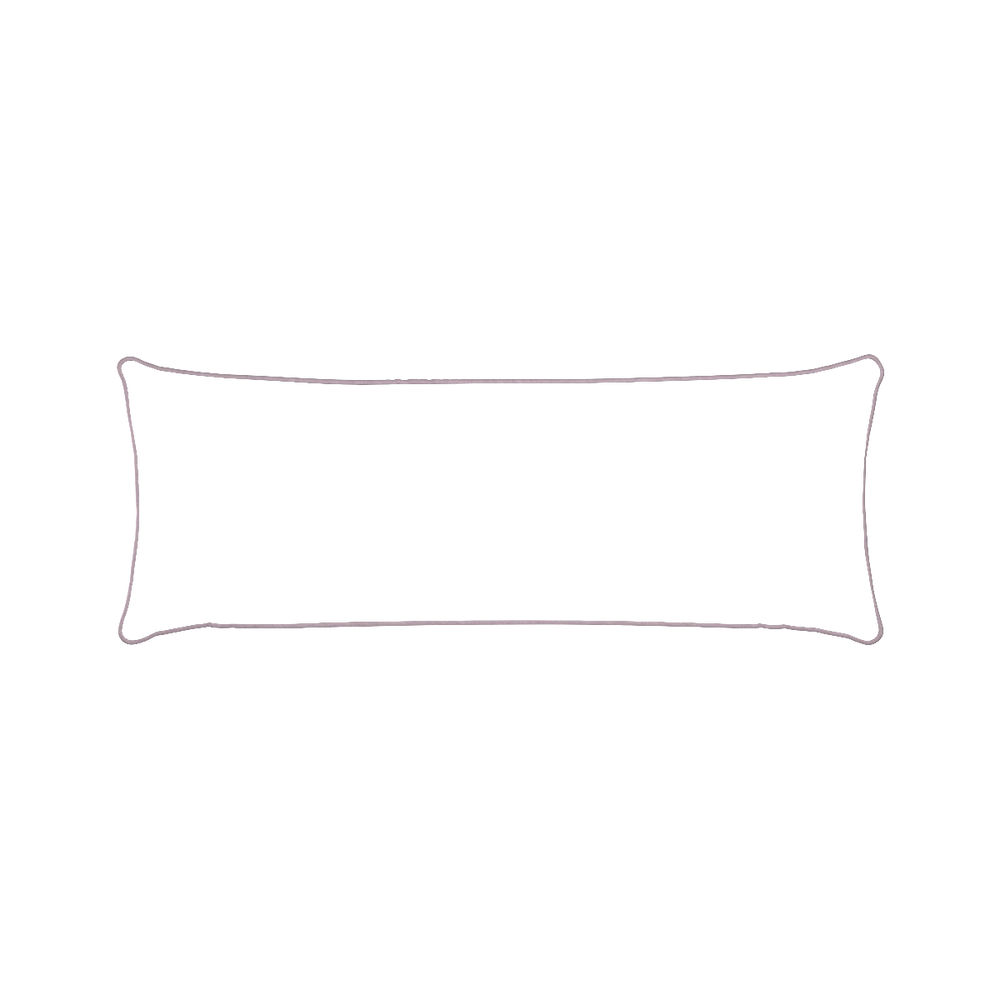 Xl-lumbar ruby moss custom pillow with l piping on white background