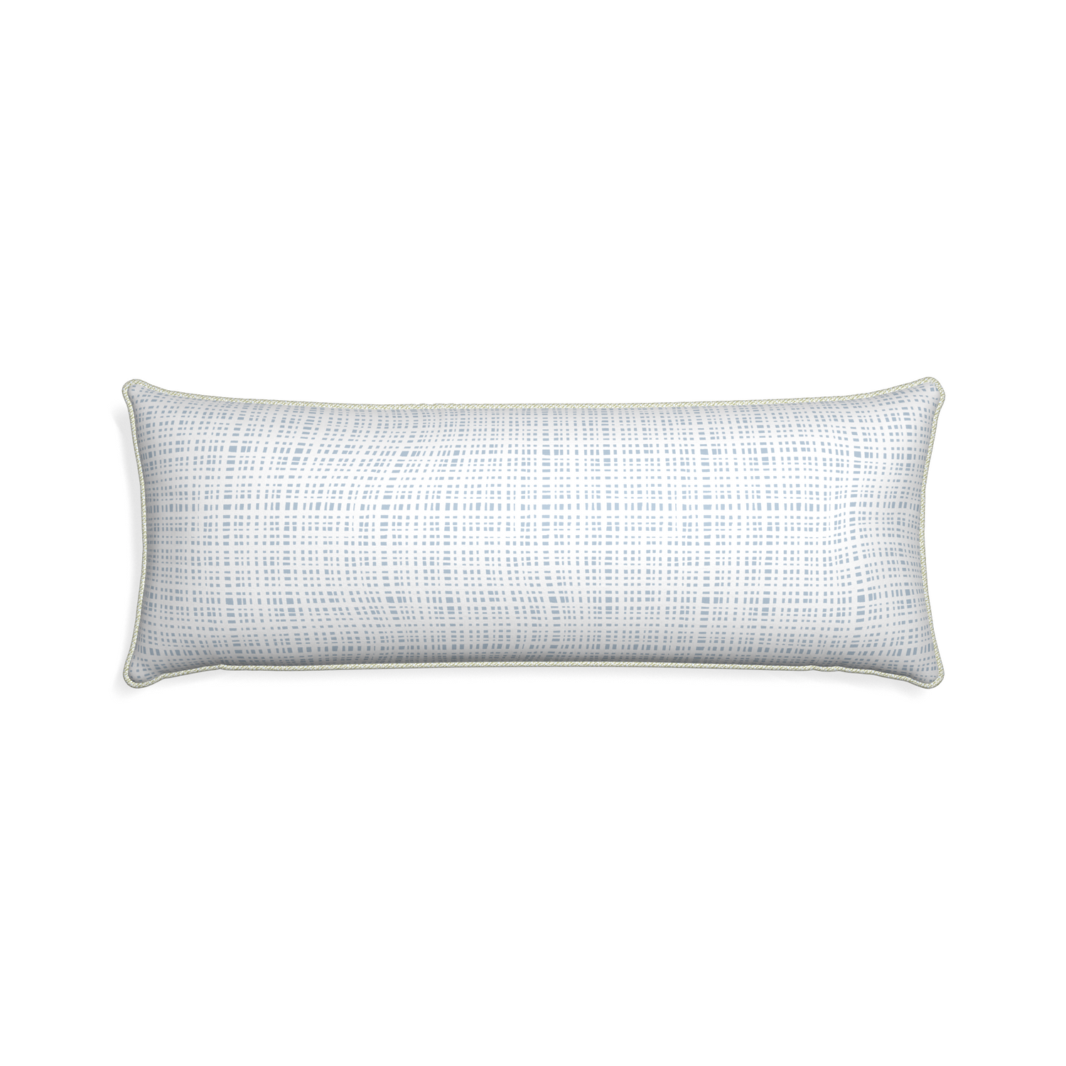 Xl-lumbar ginger custom plaid sky bluepillow with l piping on white background