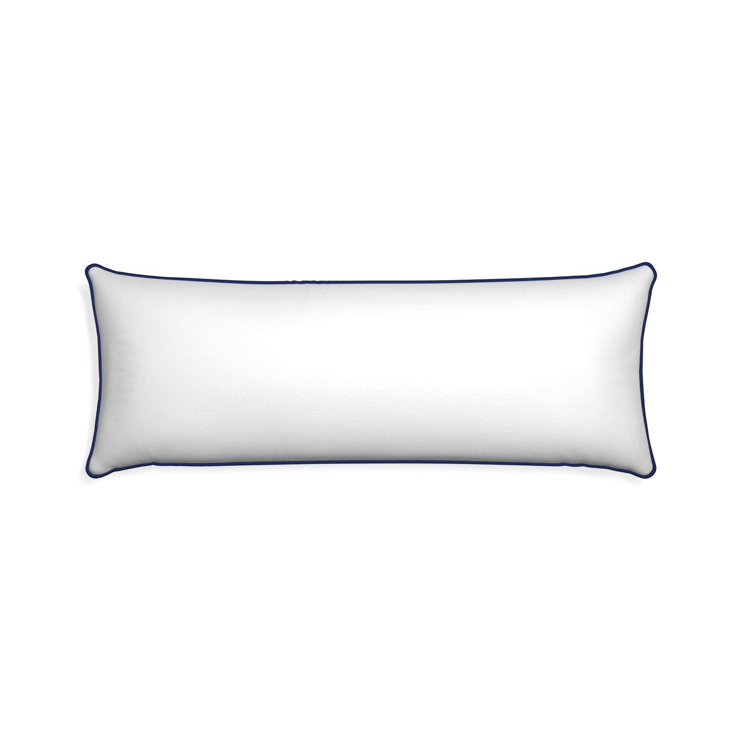 Xl-lumbar snow custom white cottonpillow with midnight piping on white background
