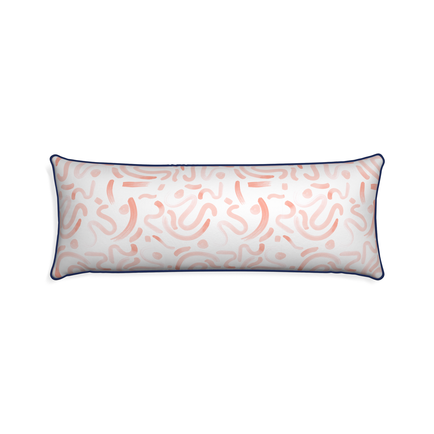 Xl-lumbar hockney pink custom pink graphicpillow with midnight piping on white background