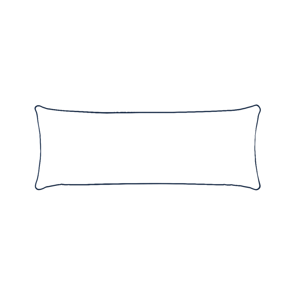 Xl-lumbar ruby moss custom pillow with midnight piping on white background