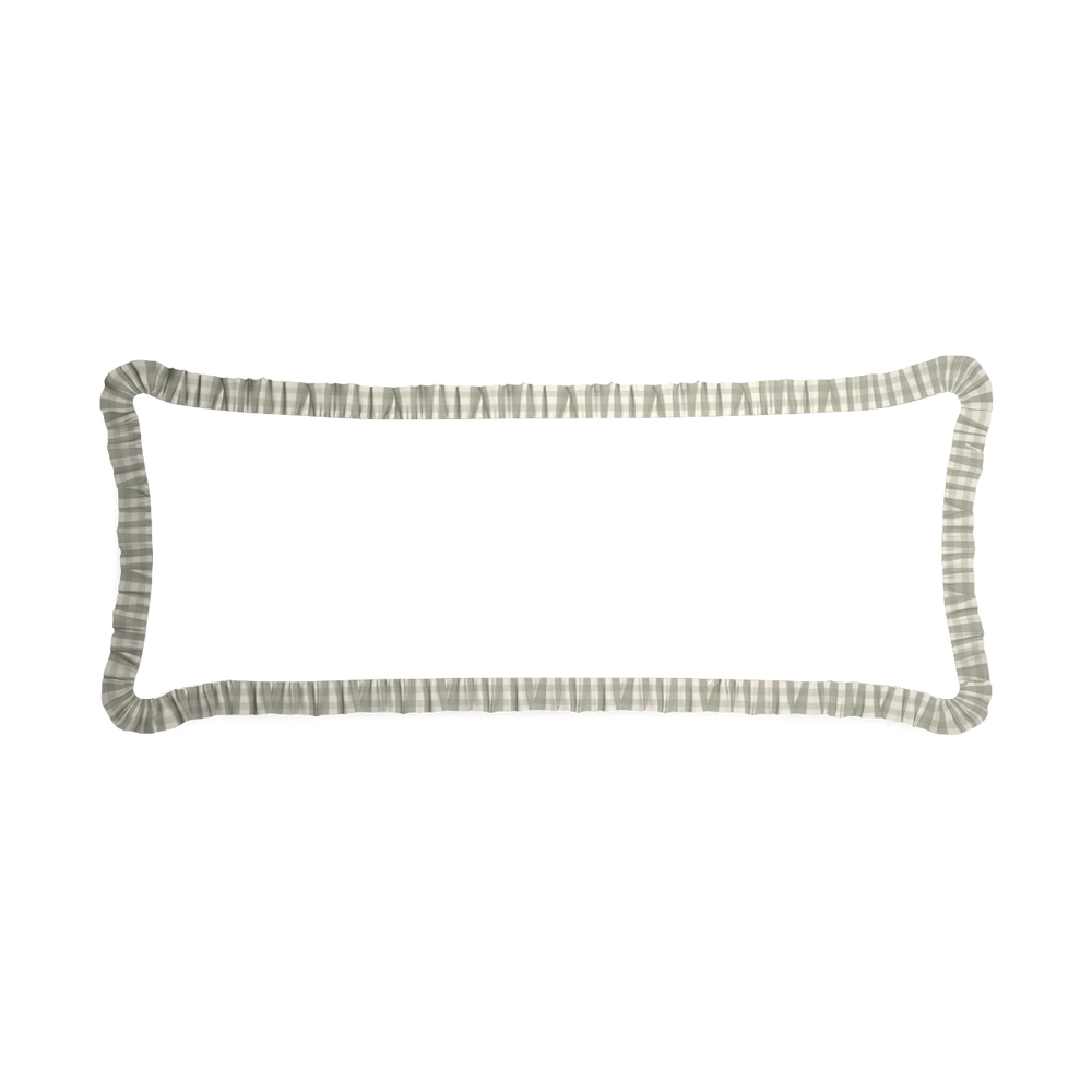 Xl-lumbar ruby moss custom pillow with m on white background