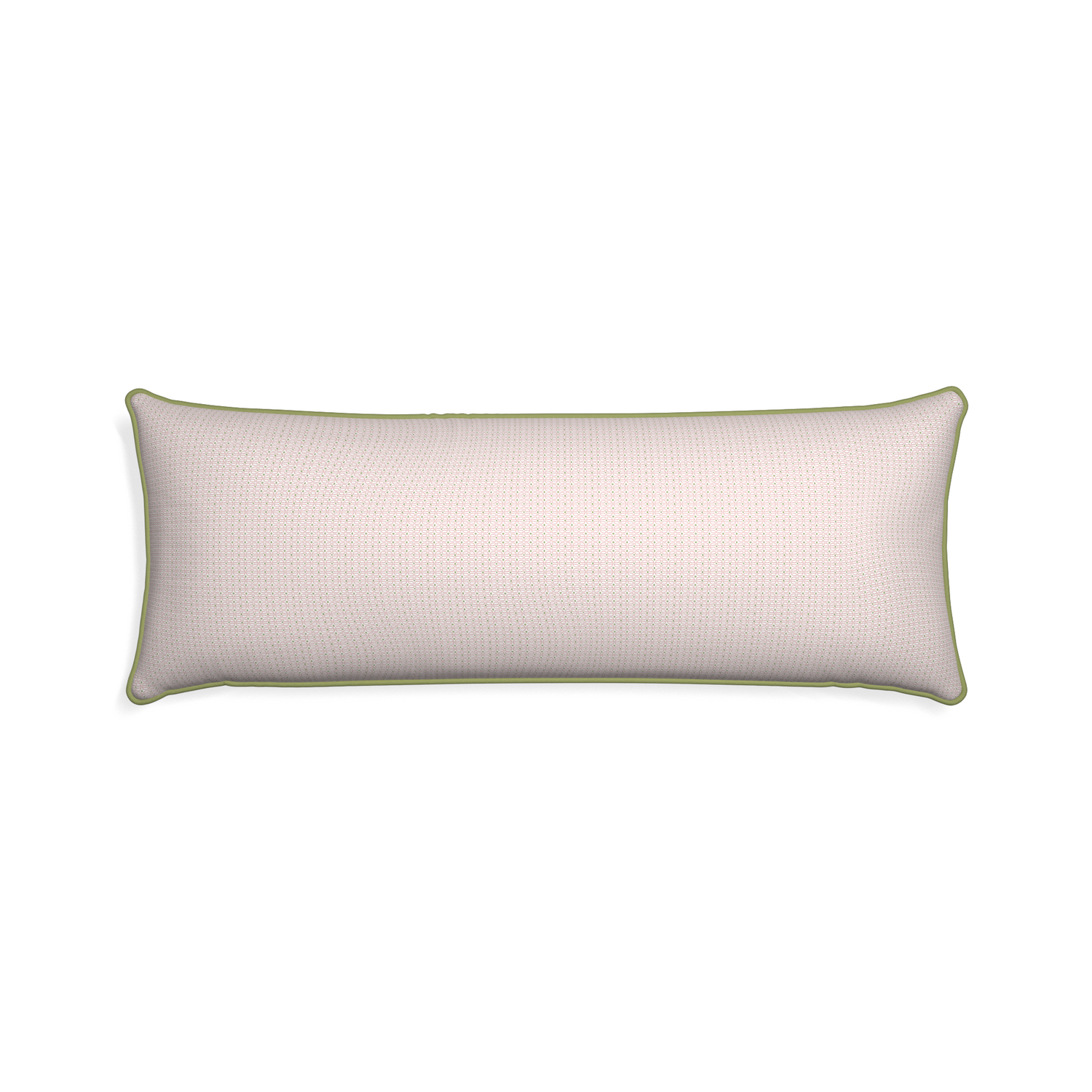 Xl-lumbar loomi pink custom pink geometricpillow with moss piping on white background
