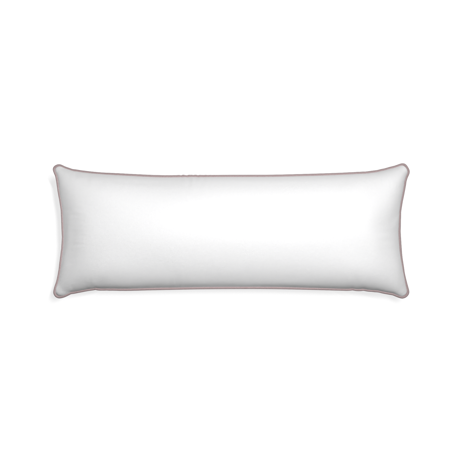 Xl-lumbar snow custom white cottonpillow with orchid piping on white background