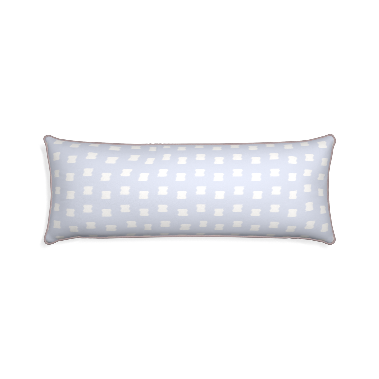 Xl-lumbar denton custom sky blue patternpillow with orchid piping on white background