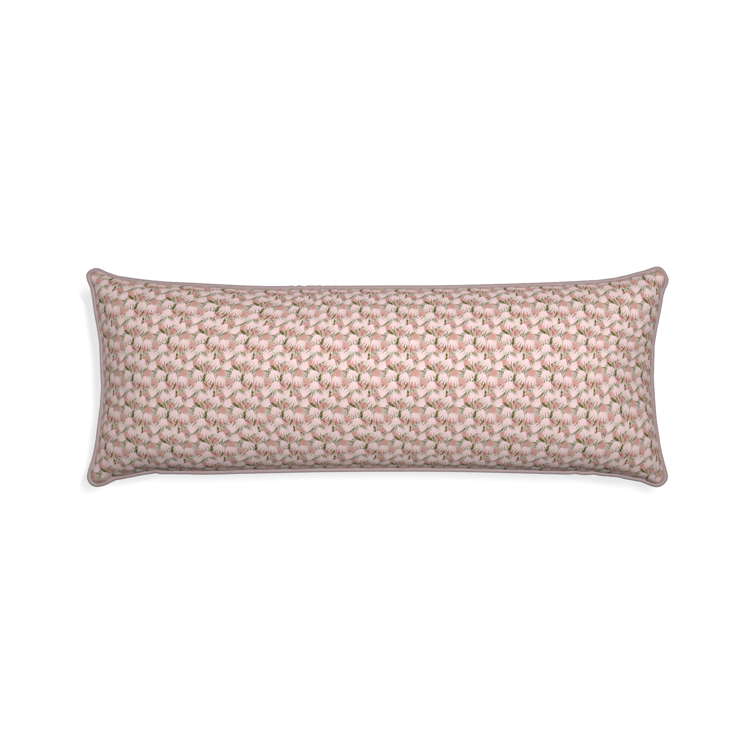 Xl-lumbar eden pink custom pink floralpillow with orchid piping on white background