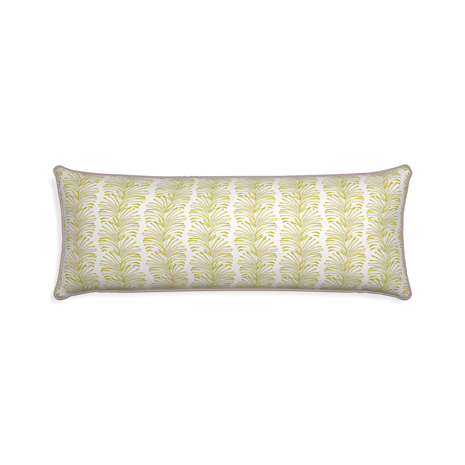Xl-lumbar emma chartreuse custom yellow stripe chartreusepillow with orchid piping on white background