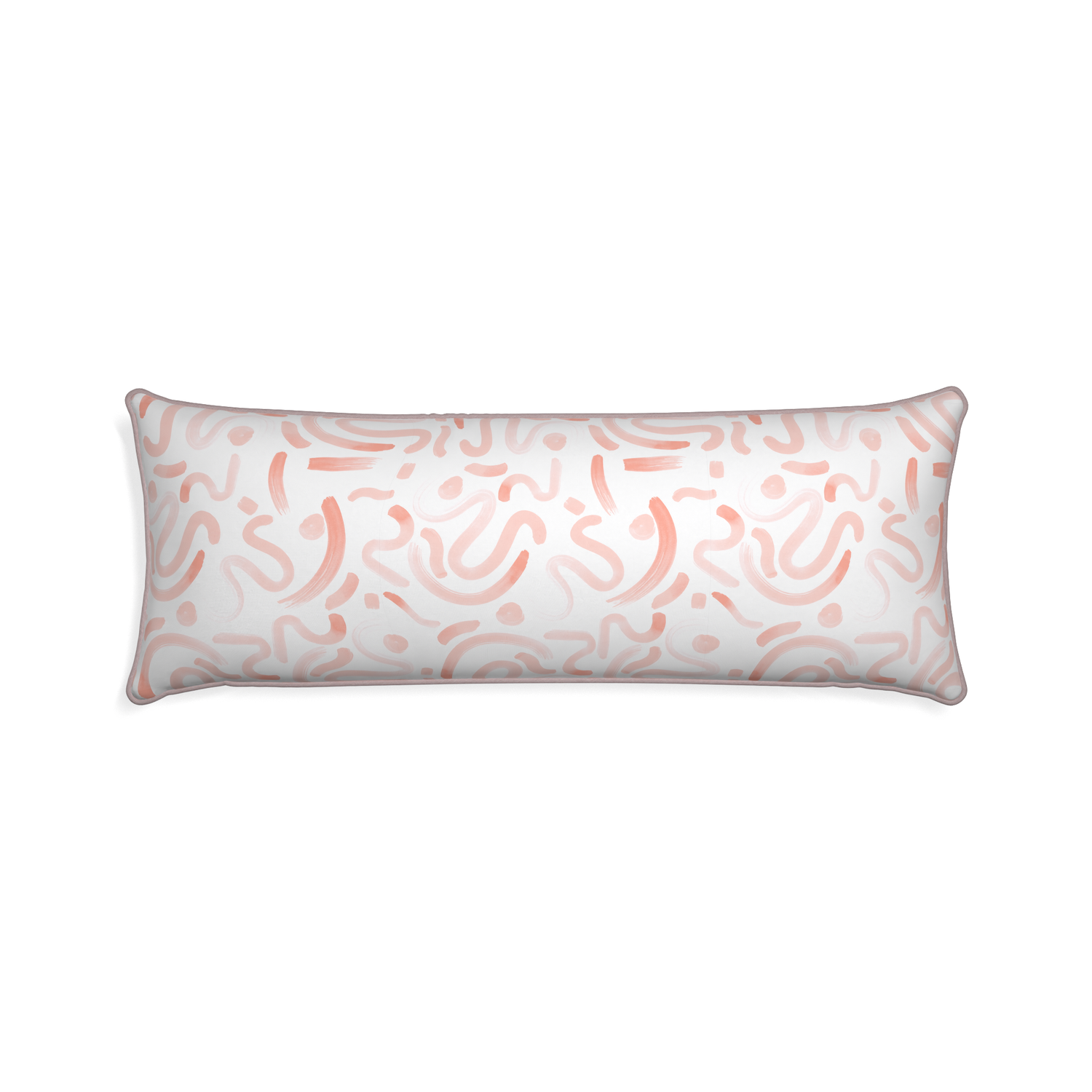 Xl-lumbar hockney pink custom pink graphicpillow with orchid piping on white background