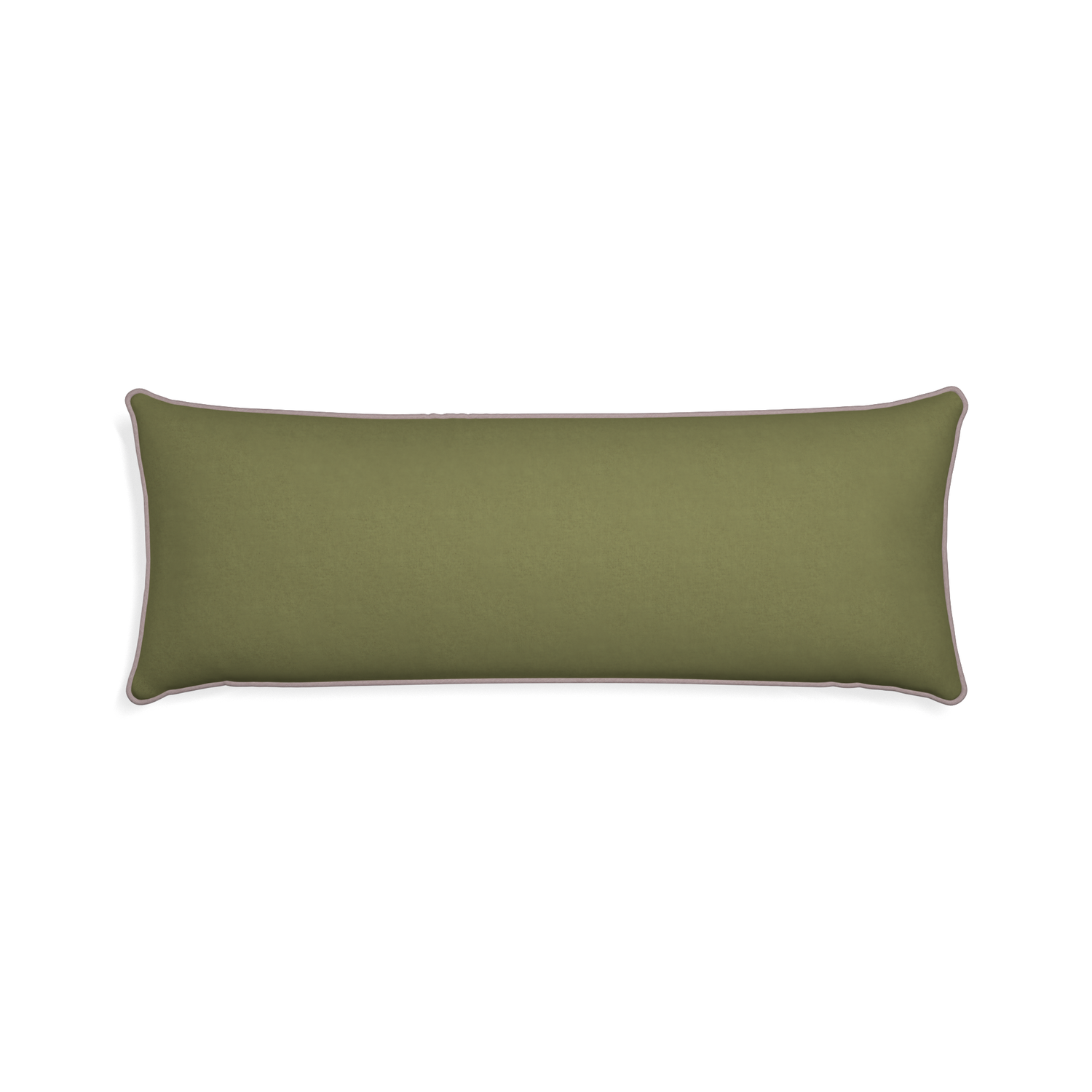 Xl-lumbar moss custom moss greenpillow with orchid piping on white background