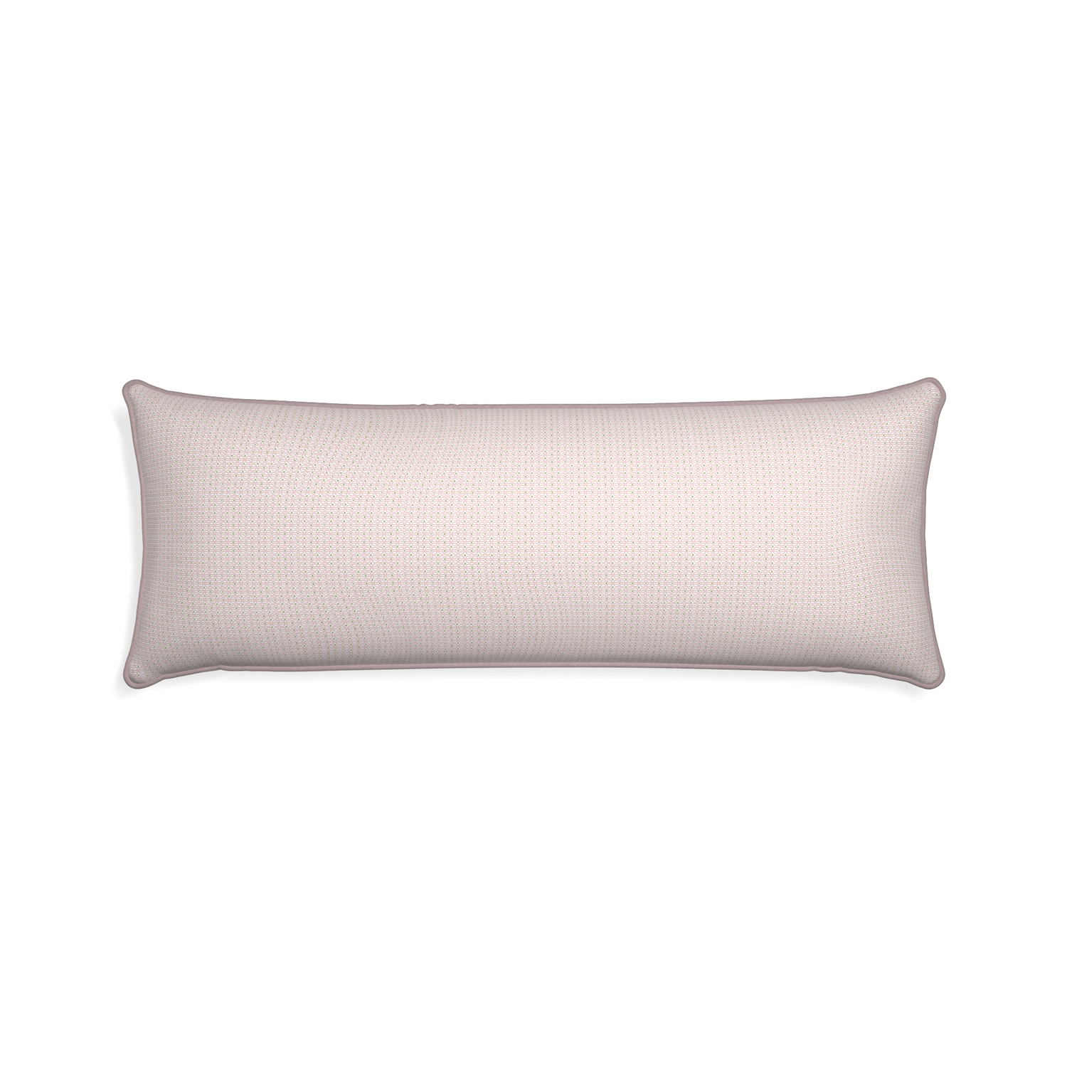 Xl-lumbar loomi pink custom pink geometricpillow with orchid piping on white background