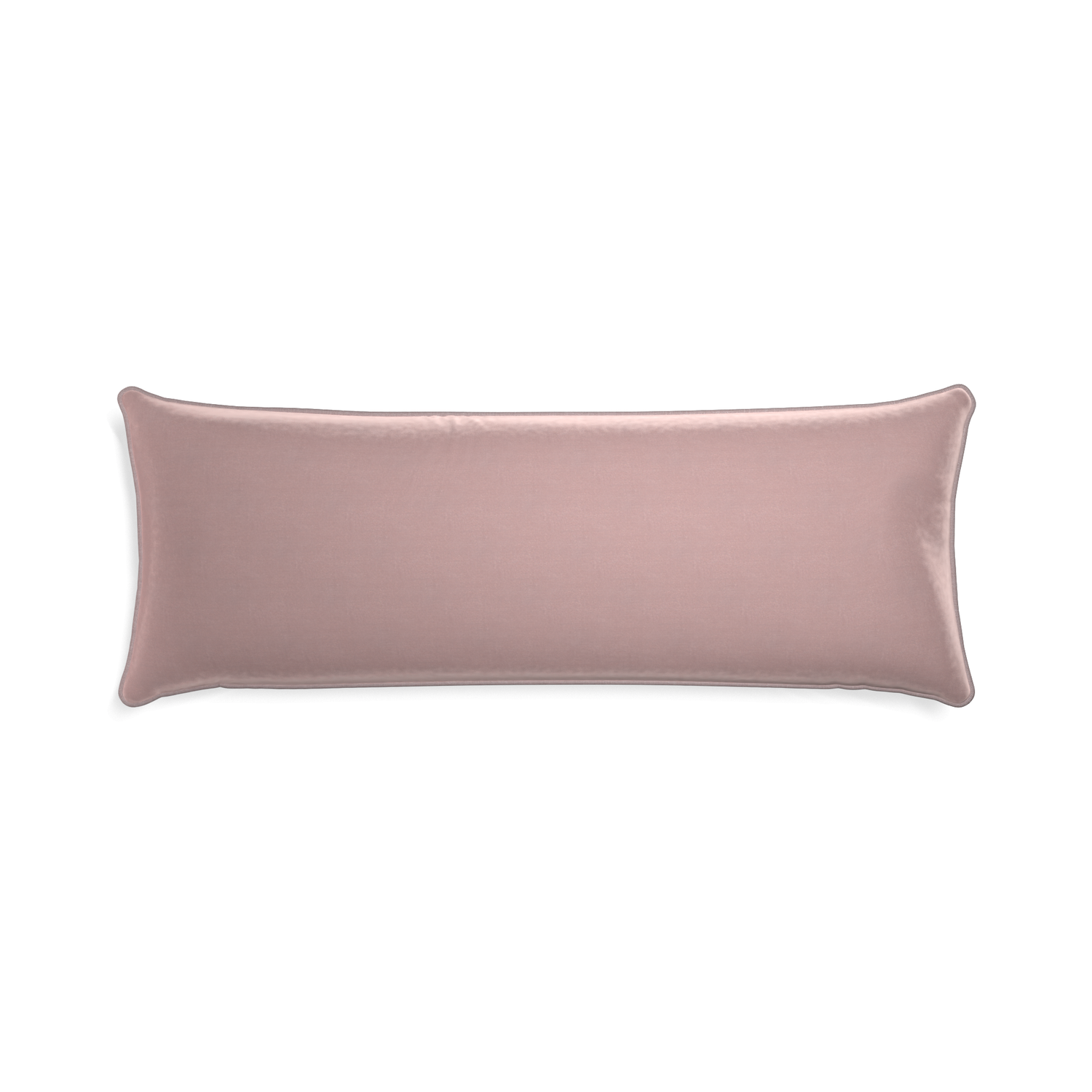 Xl-lumbar mauve velvet custom mauvepillow with orchid piping on white background