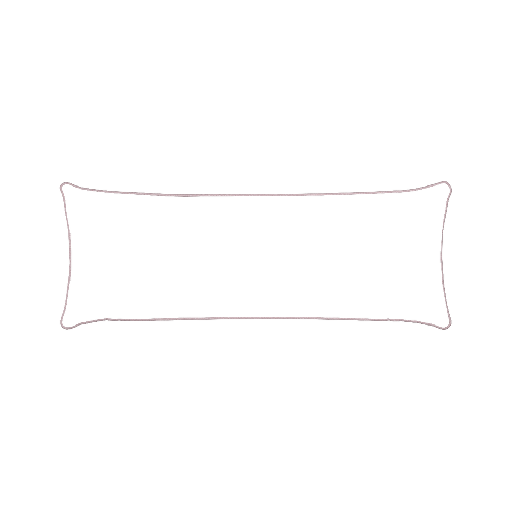 Xl-lumbar gemma pear custom pillow with orchid piping on white background