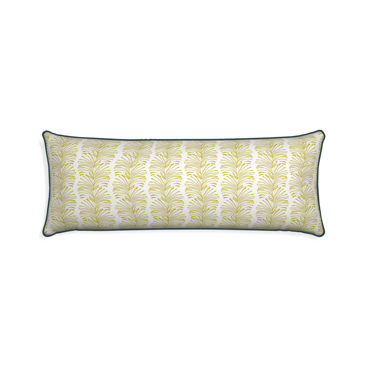 Xl-lumbar emma chartreuse custom yellow stripe chartreusepillow with p piping on white background