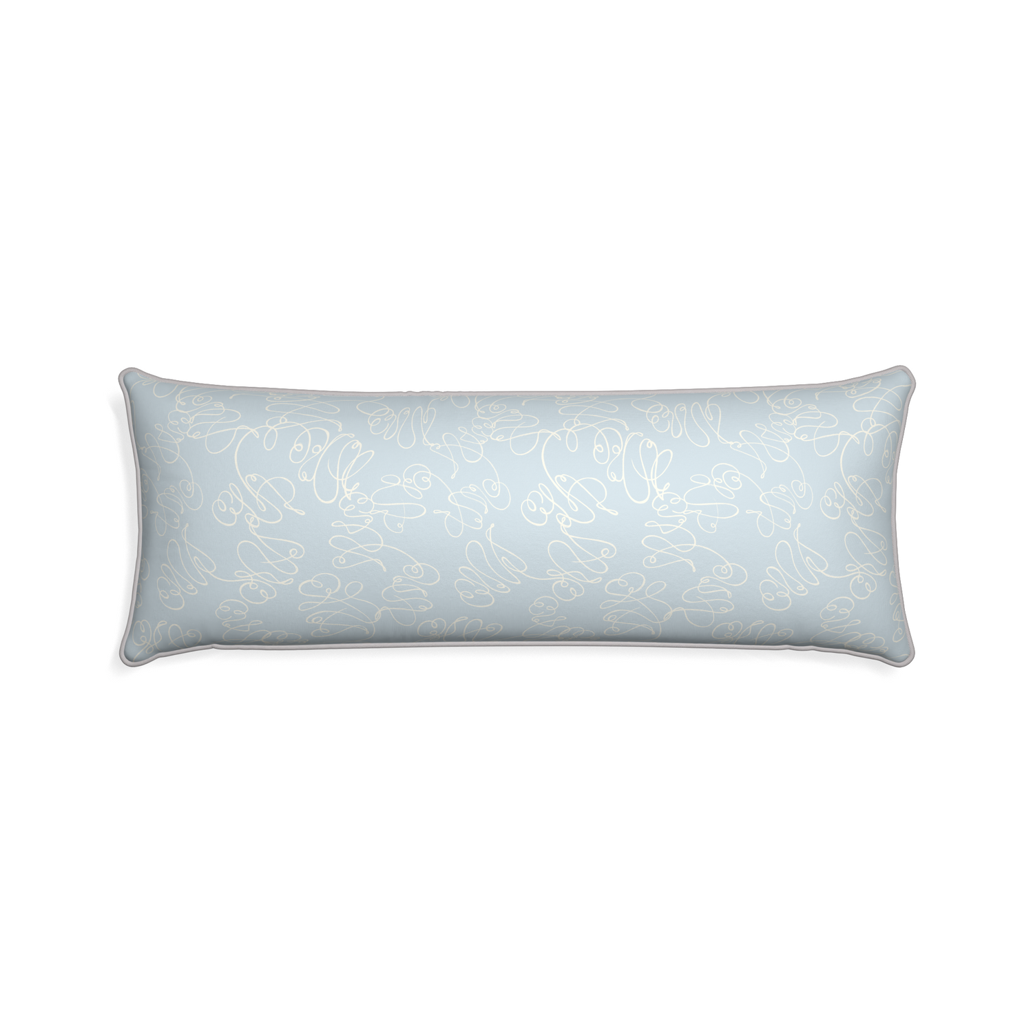Xl-lumbar mirabella custom powder blue abstractpillow with pebble piping on white background