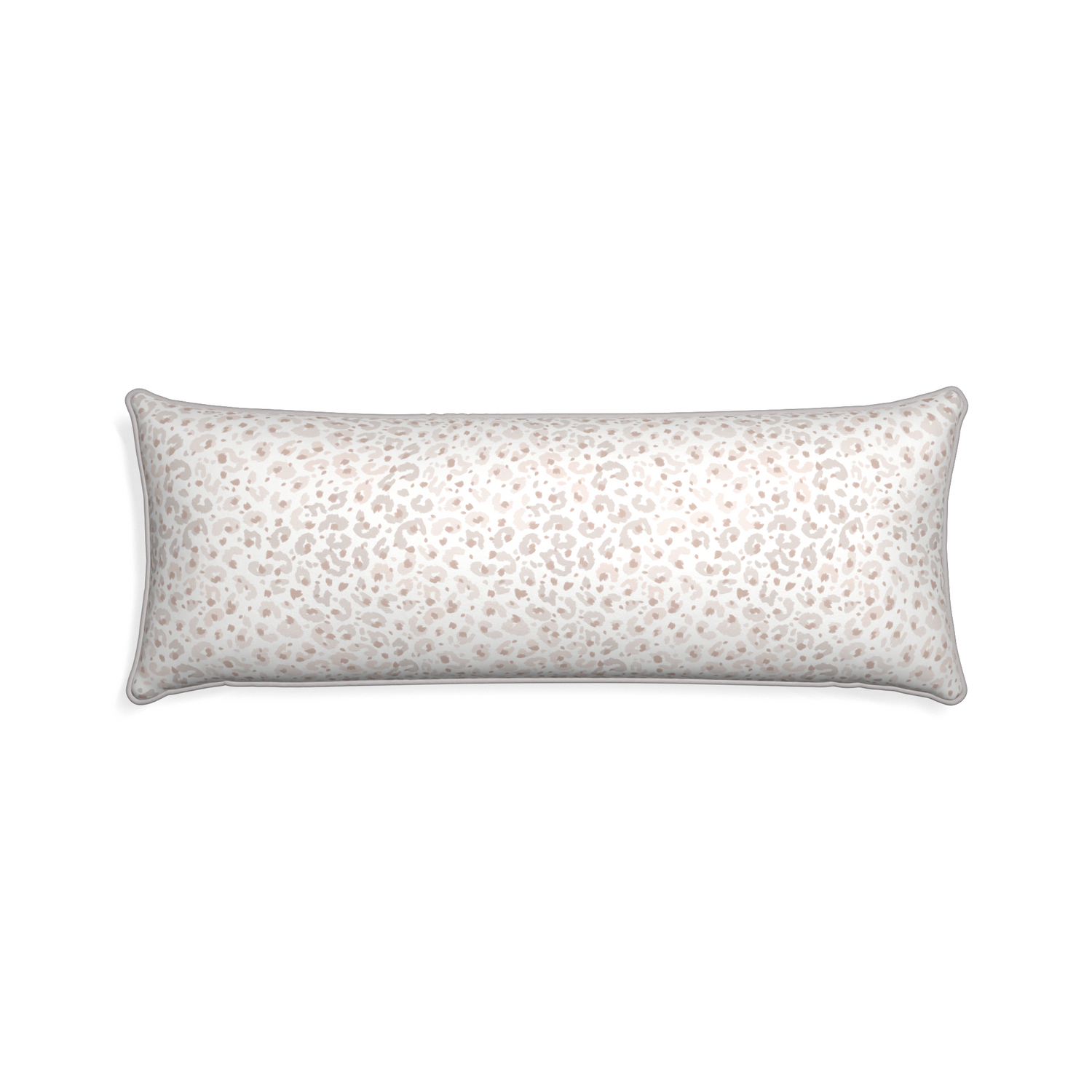 Xl-lumbar rosie custom beige animal printpillow with pebble piping on white background
