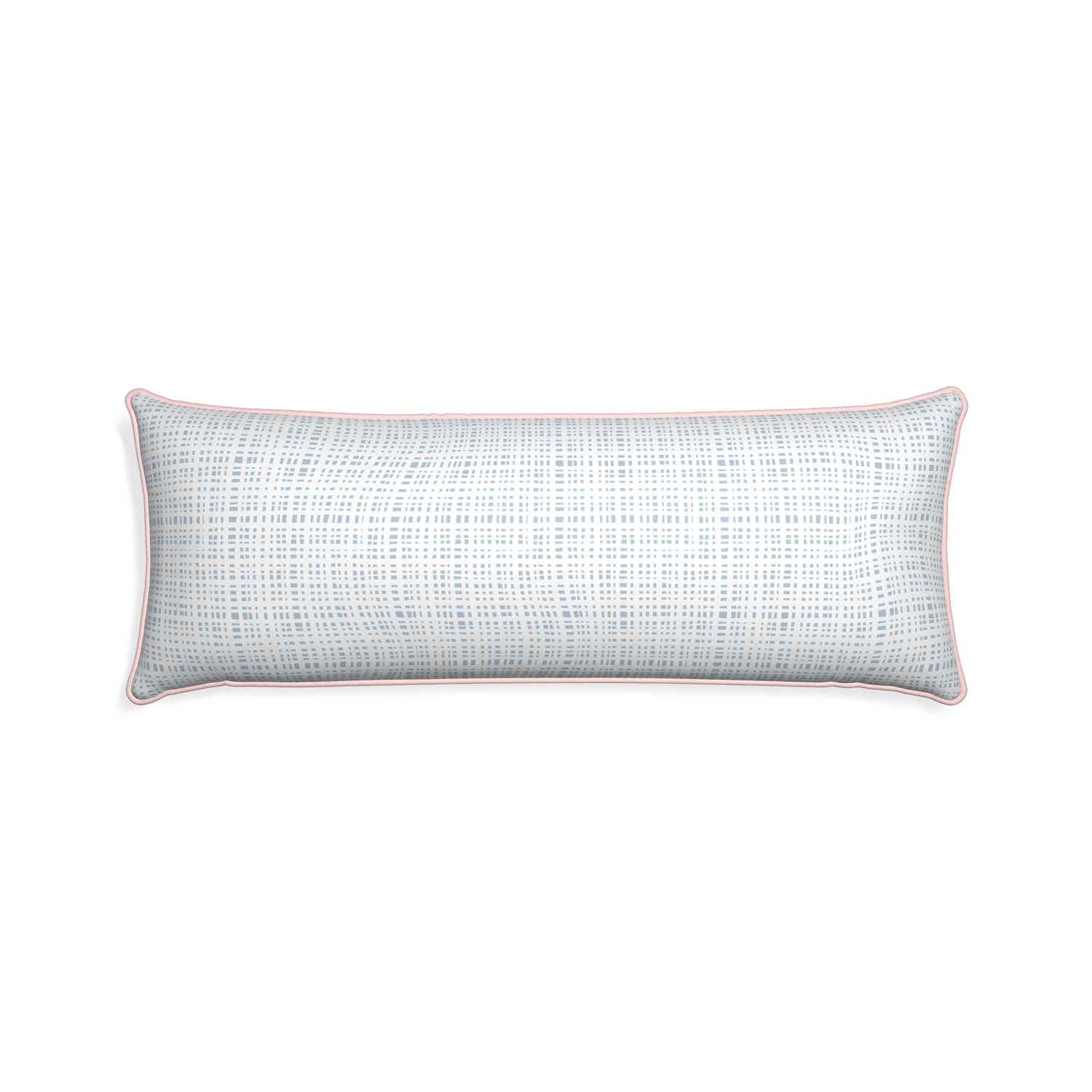 Xl-lumbar ginger custom plaid sky bluepillow with petal piping on white background