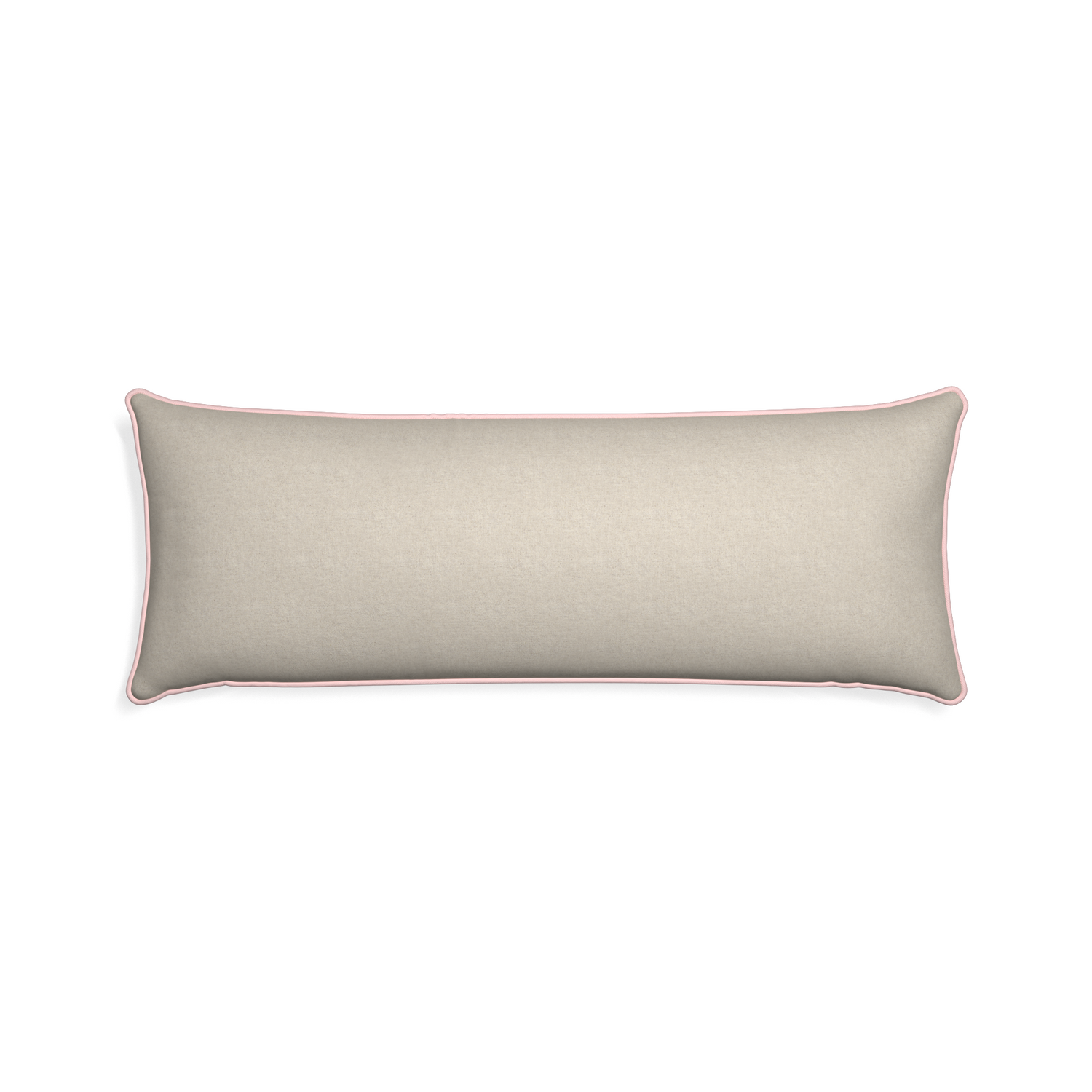 Xl-lumbar oat custom light brownpillow with petal piping on white background