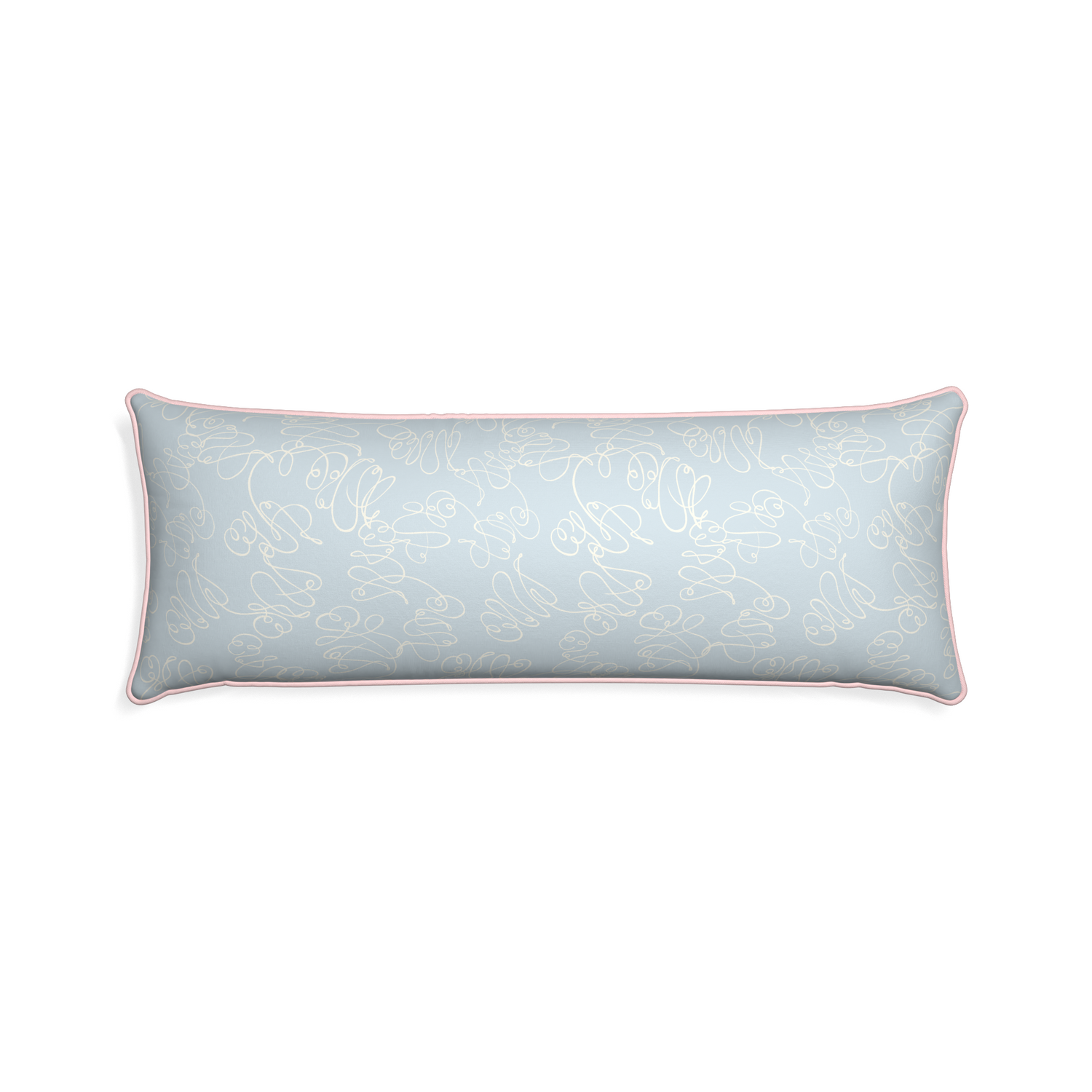 Xl-lumbar mirabella custom powder blue abstractpillow with petal piping on white background