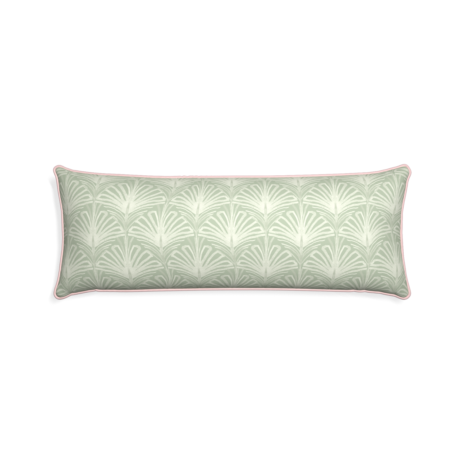 Xl-lumbar suzy sage custom sage green palmpillow with petal piping on white background