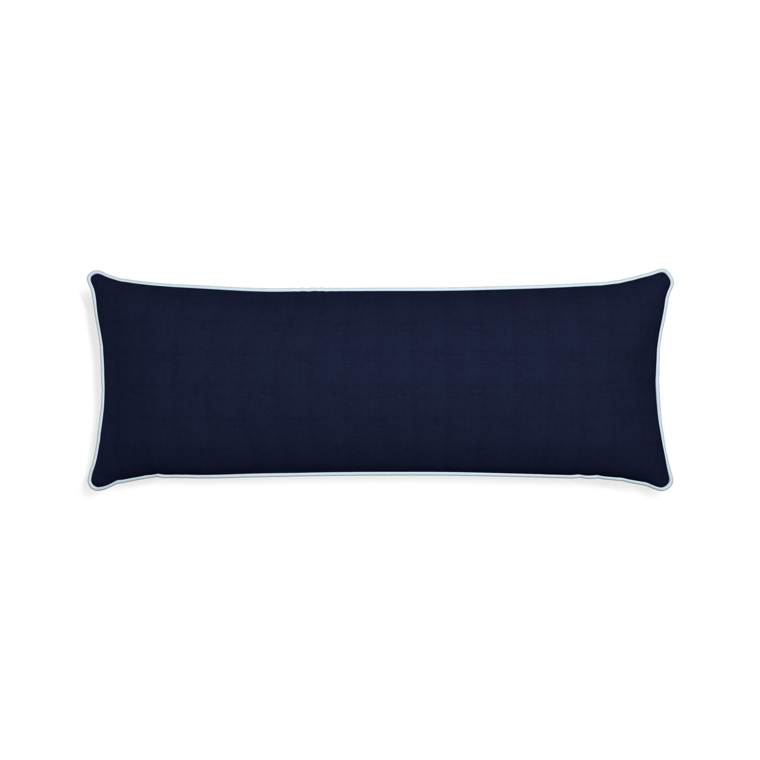 Xl-lumbar midnight custom navy bluepillow with powder piping on white background