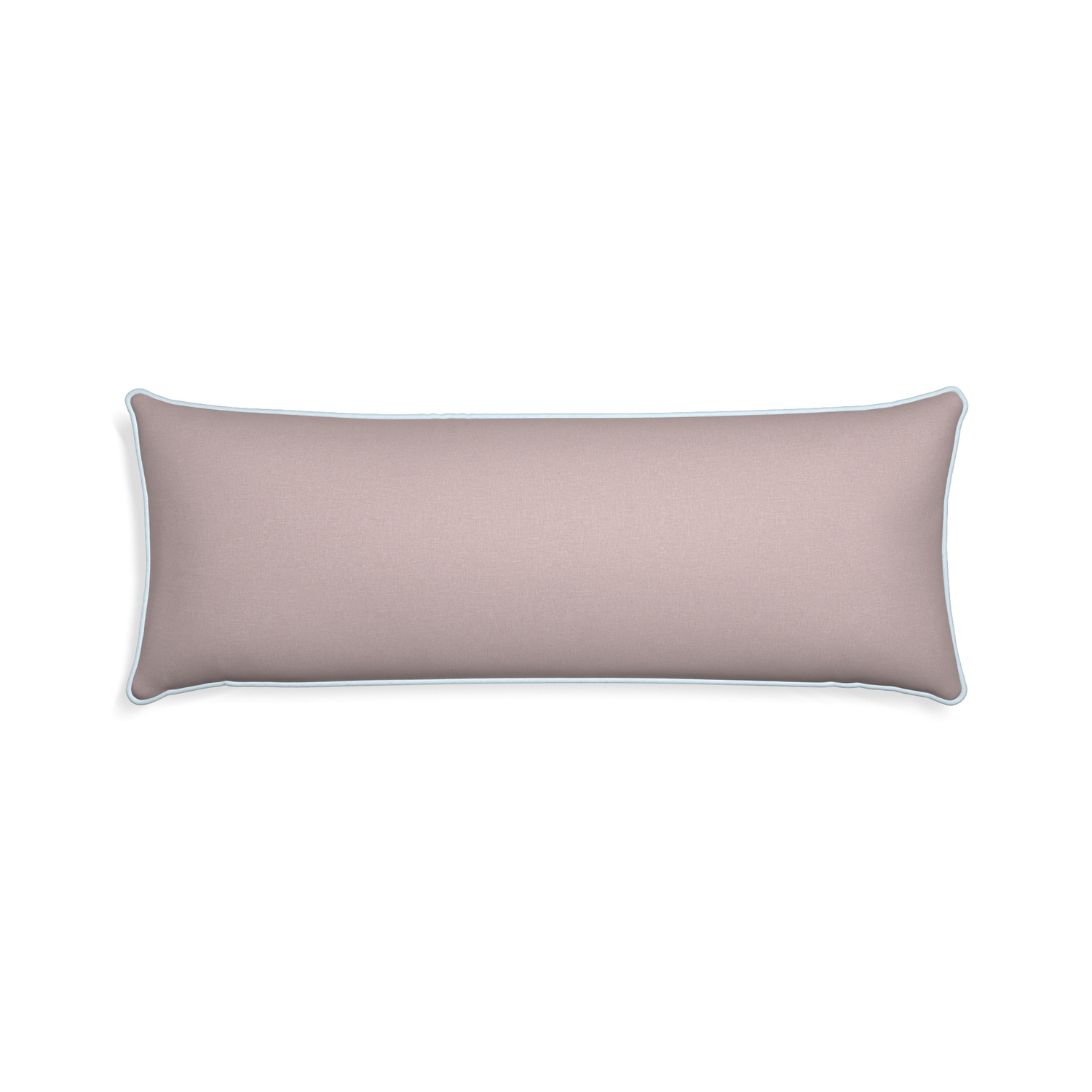 Xl-lumbar orchid custom mauve pinkpillow with powder piping on white background