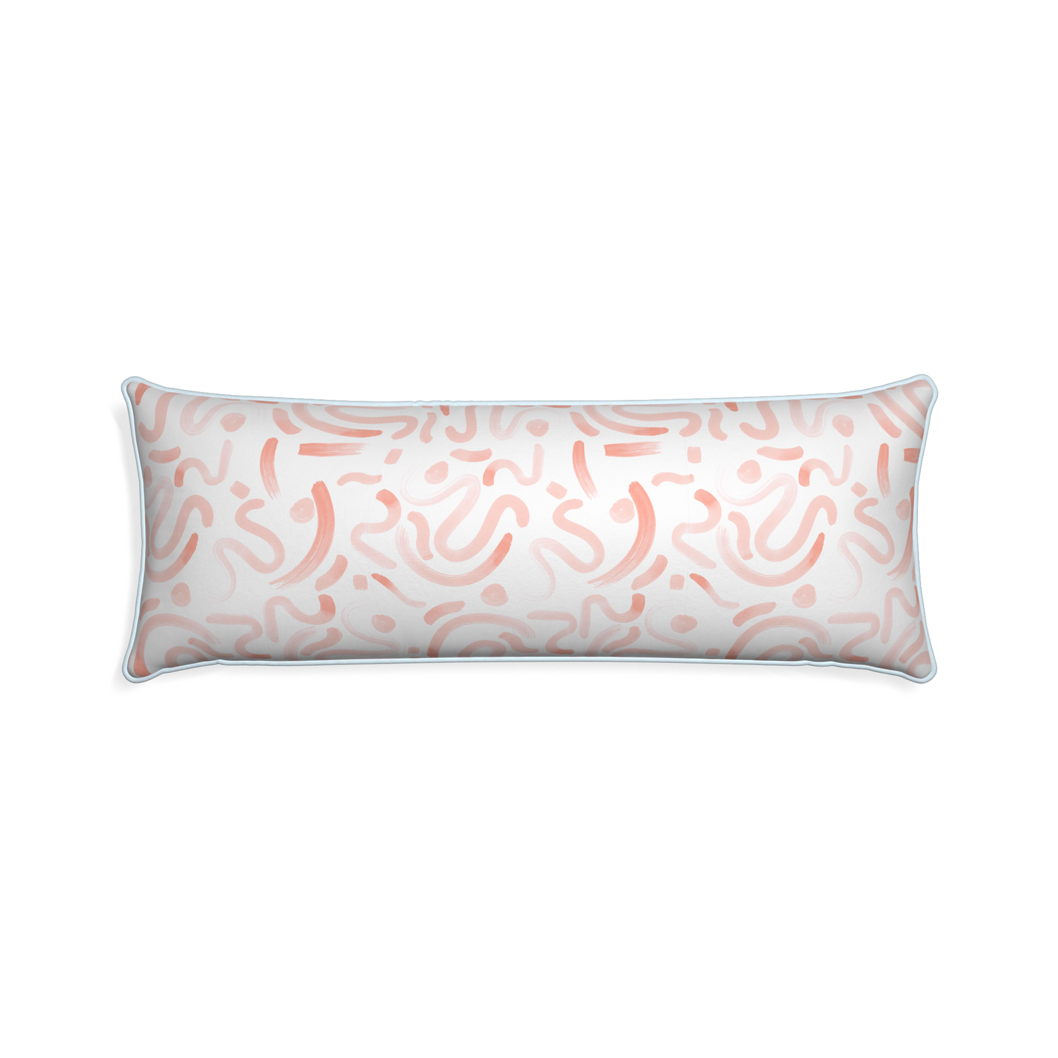 Xl-lumbar hockney pink custom pink graphicpillow with powder piping on white background
