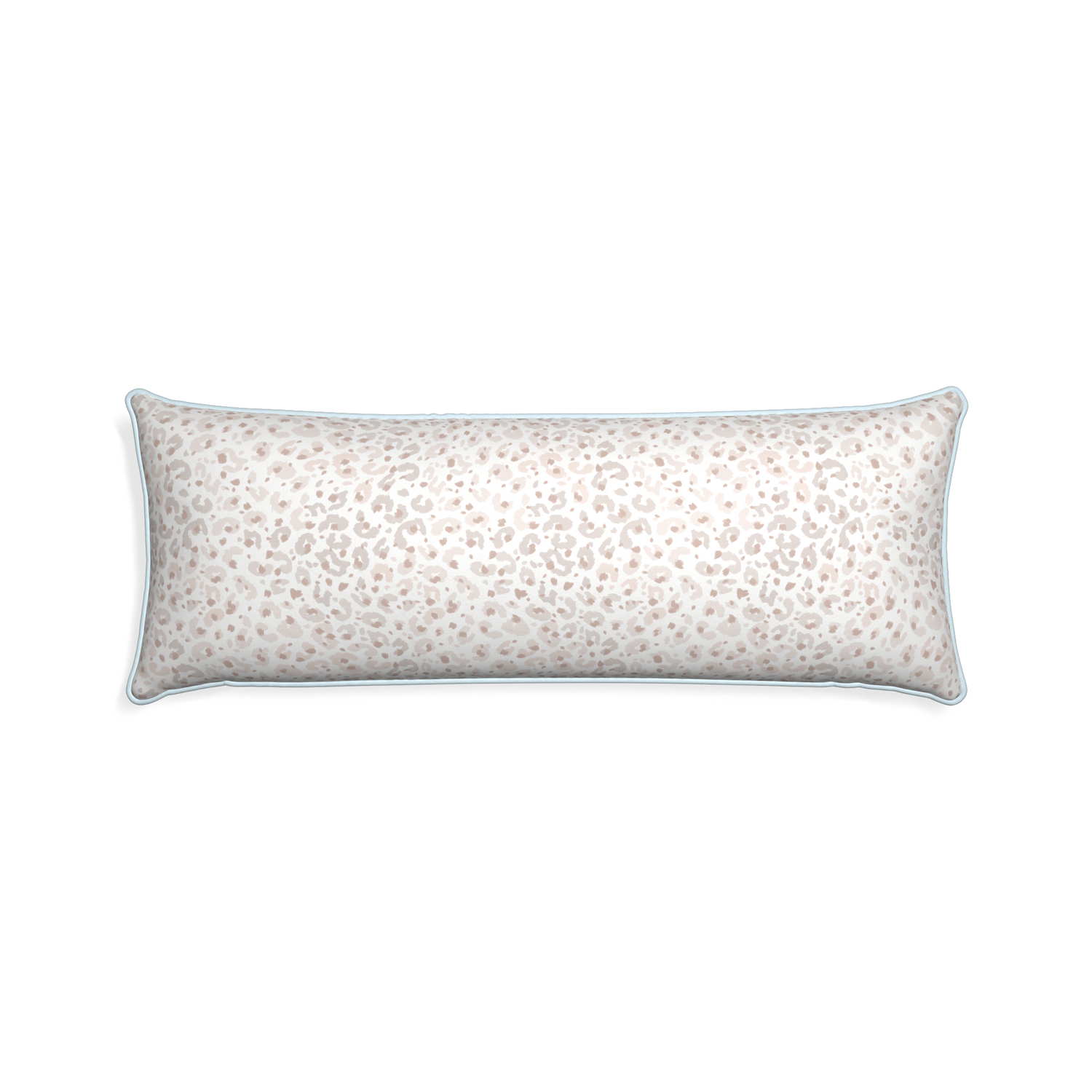 Xl-lumbar rosie custom beige animal printpillow with powder piping on white background