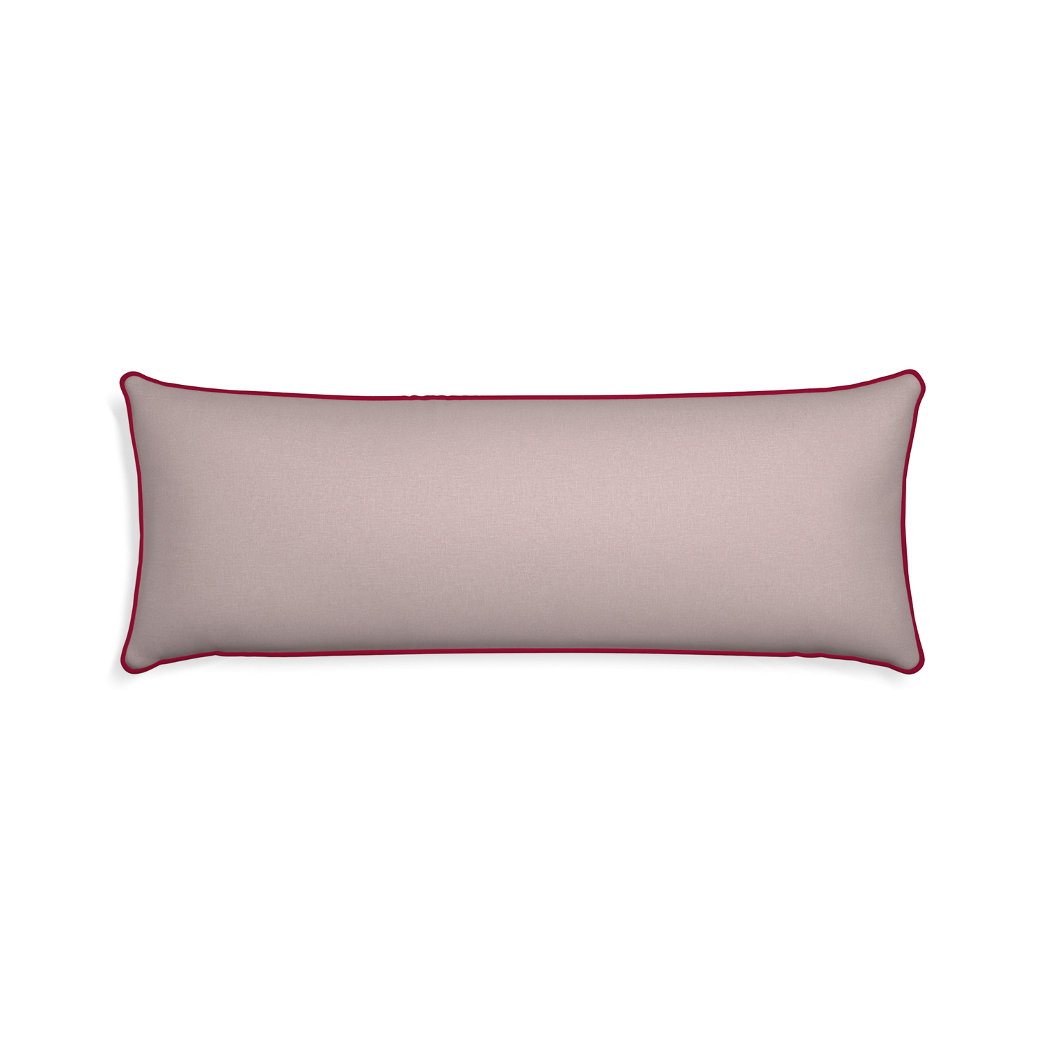 Xl-lumbar orchid custom mauve pinkpillow with raspberry piping on white background