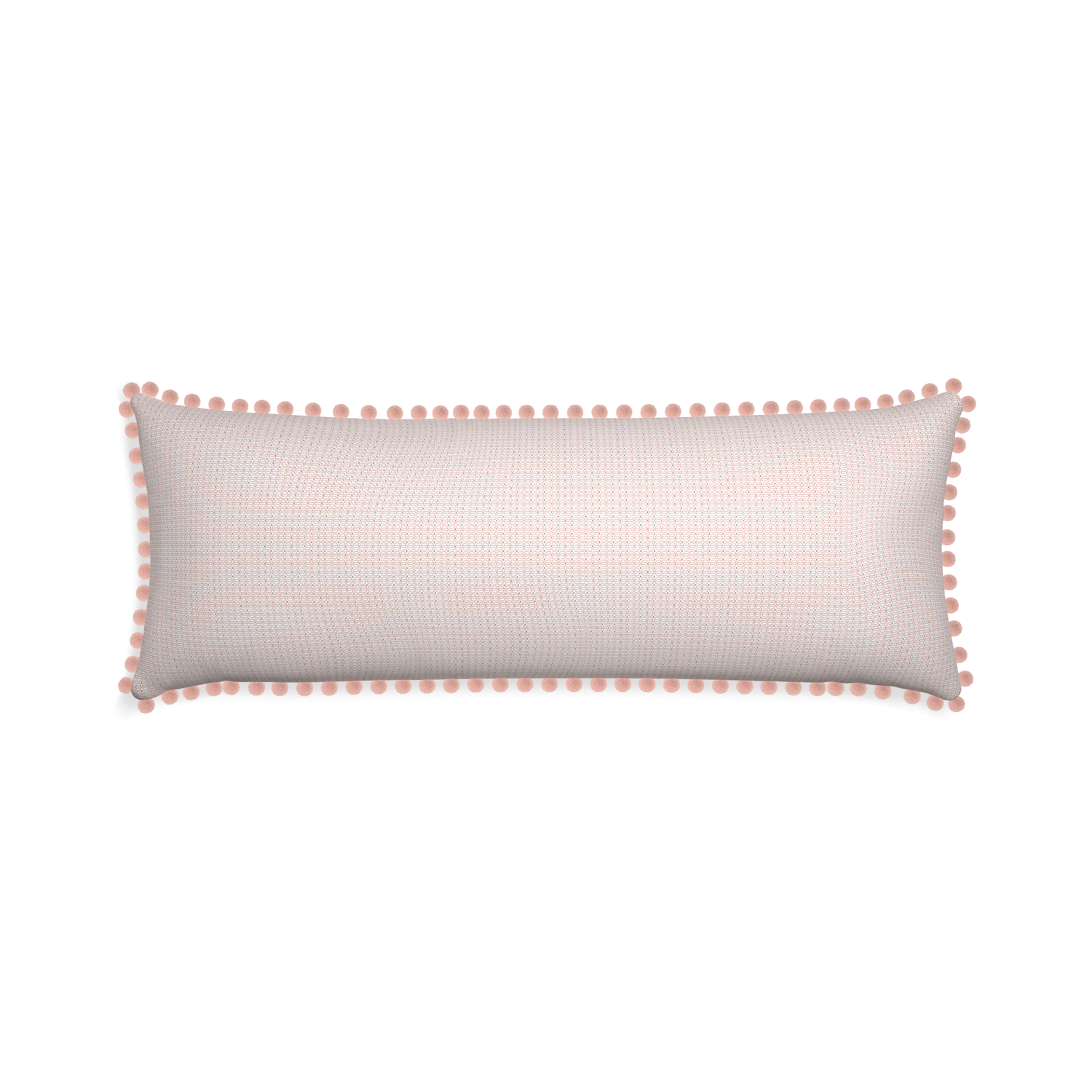 Xl-lumbar loomi pink custom pink geometricpillow with rose pom pom on white background