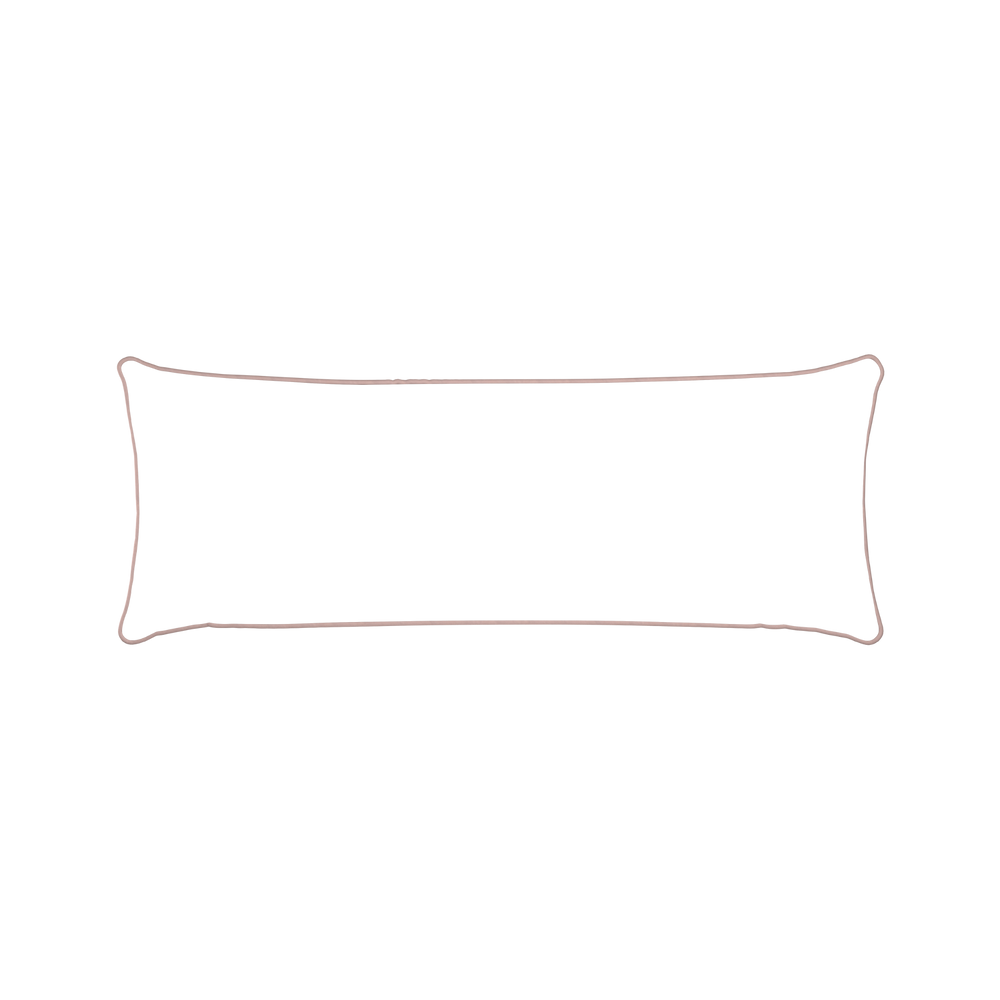 Xl-lumbar ruby moss custom pillow with r piping on white background