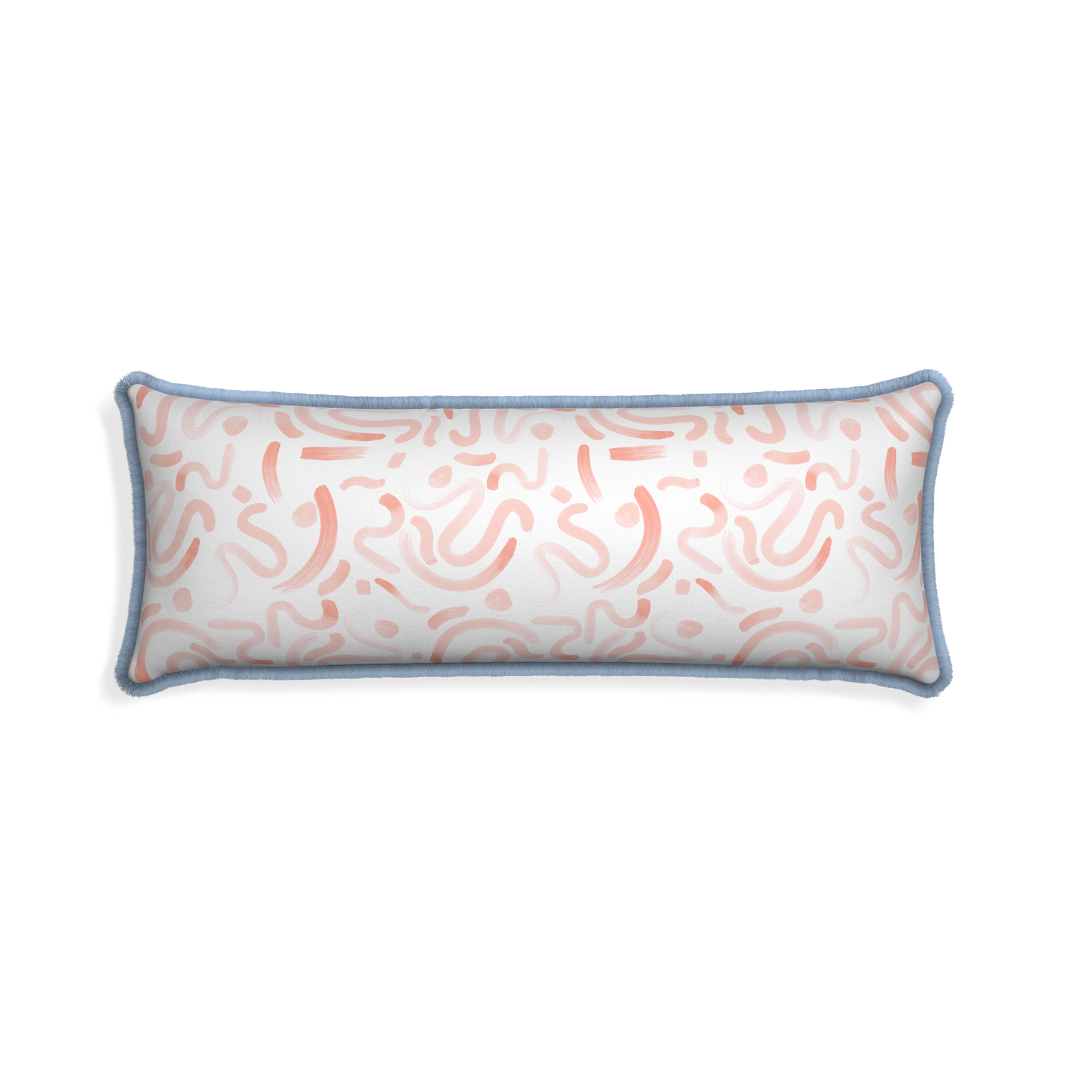 Xl-lumbar hockney pink custom pink graphicpillow with sky fringe on white background