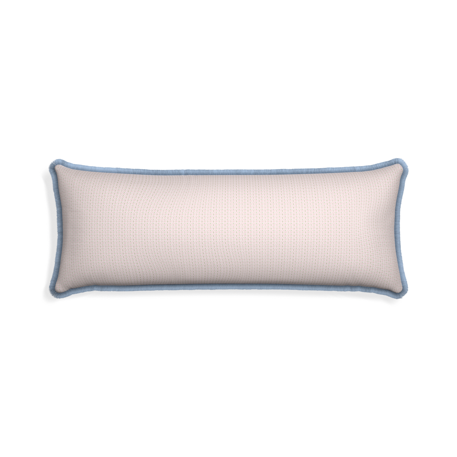 Xl-lumbar loomi pink custom pink geometricpillow with sky fringe on white background
