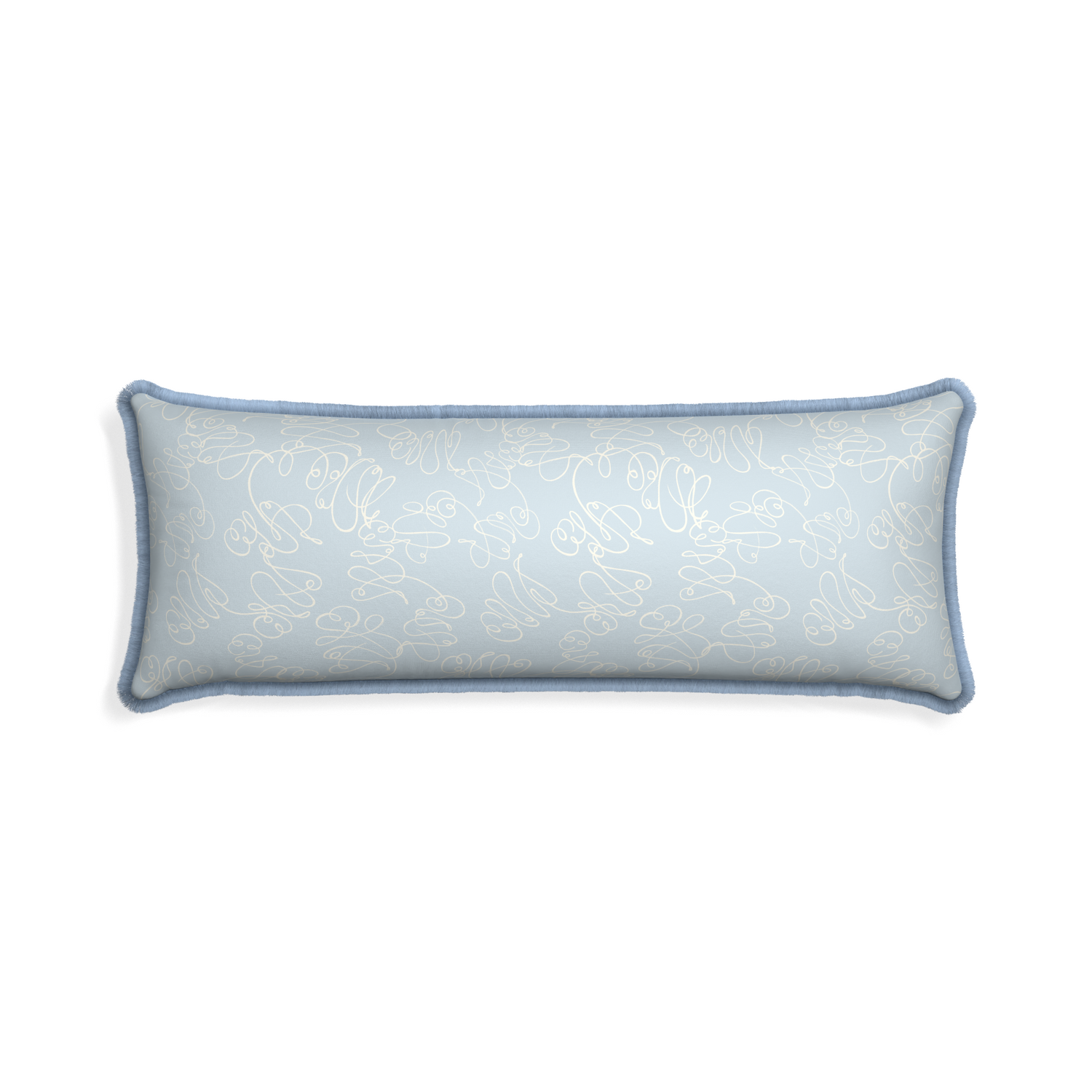 Xl-lumbar mirabella custom powder blue abstractpillow with sky fringe on white background