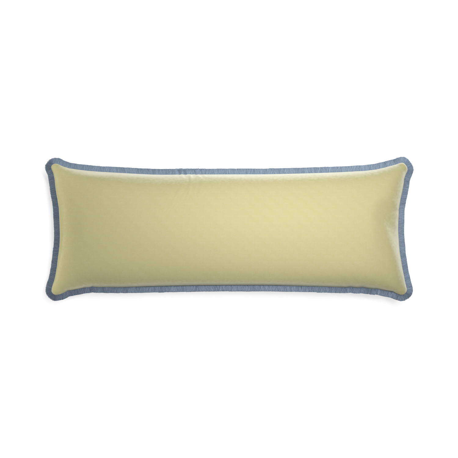 rectangle light green pillow with sky blue fringe