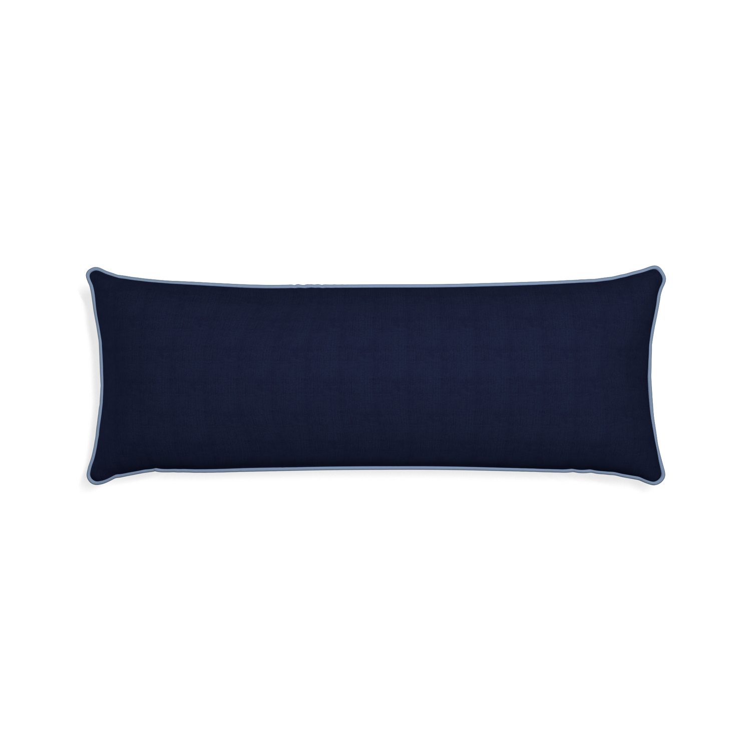 Xl-lumbar midnight custom navy bluepillow with sky piping on white background