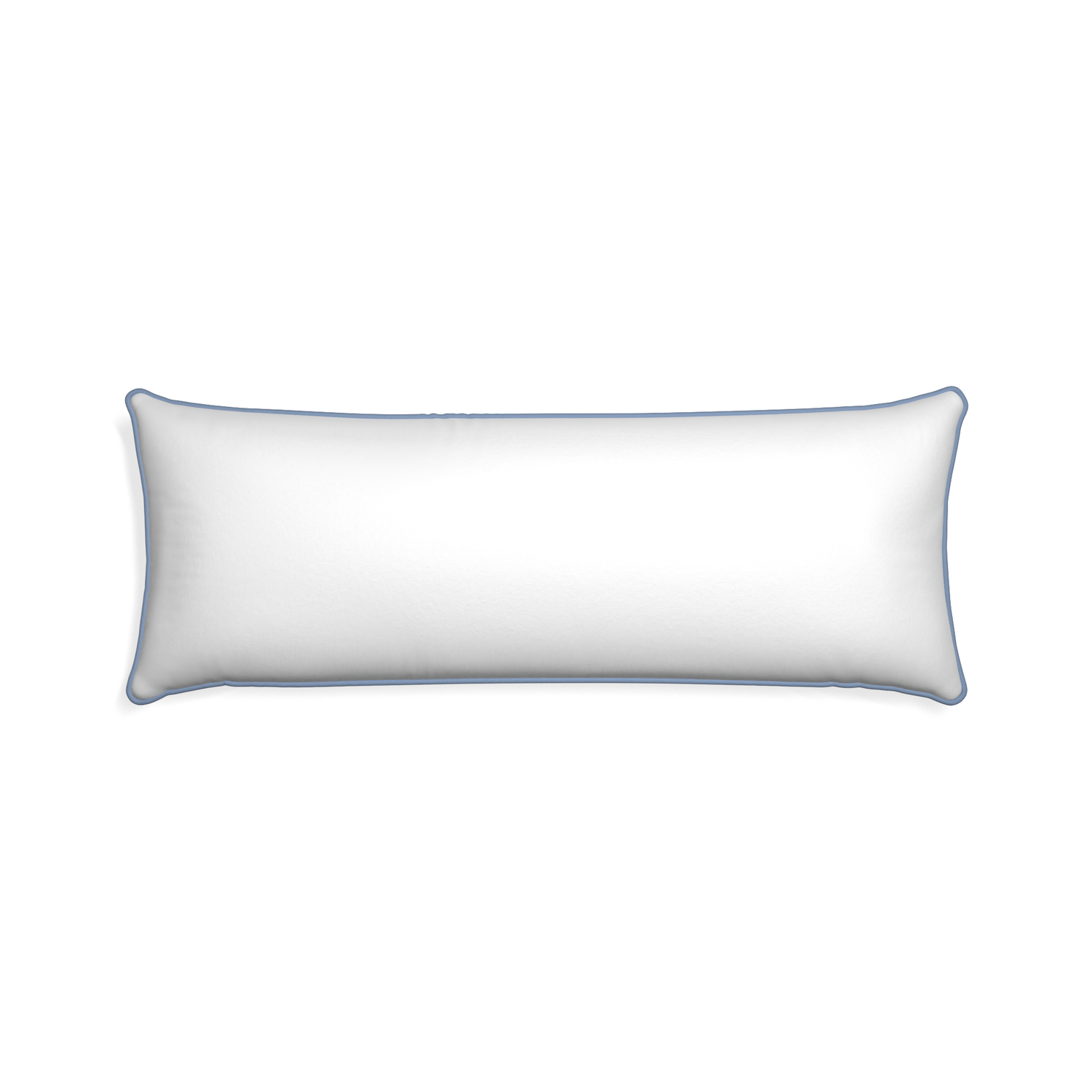 Xl-lumbar snow custom white cottonpillow with sky piping on white background