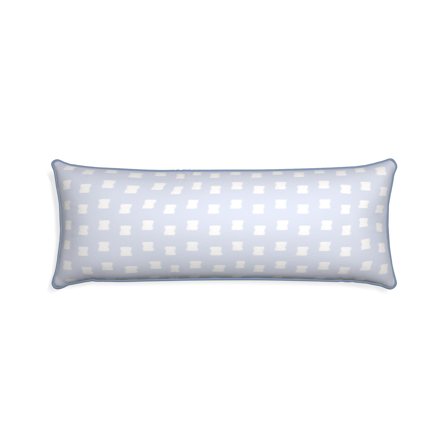 Xl-lumbar denton custom sky blue patternpillow with sky piping on white background