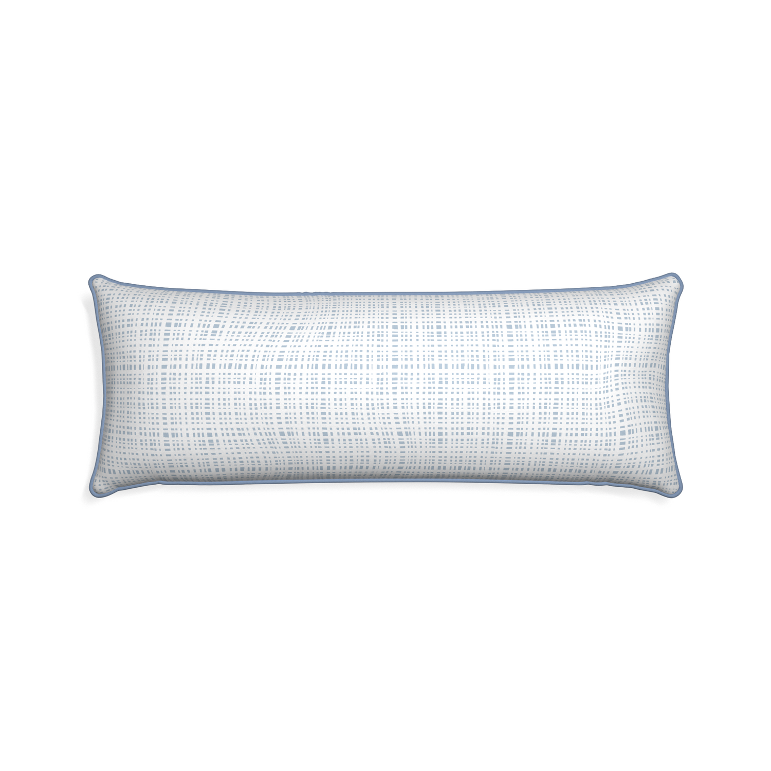 Xl-lumbar ginger custom plaid sky bluepillow with sky piping on white background