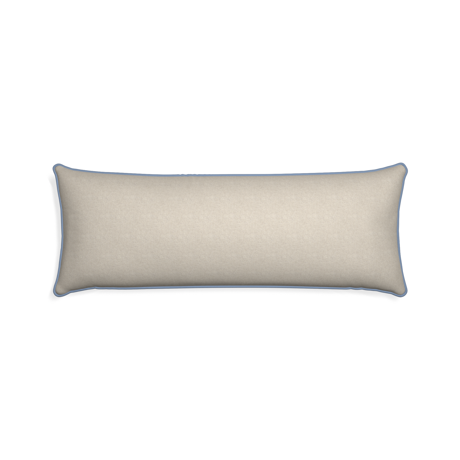Xl-lumbar oat custom light brownpillow with sky piping on white background