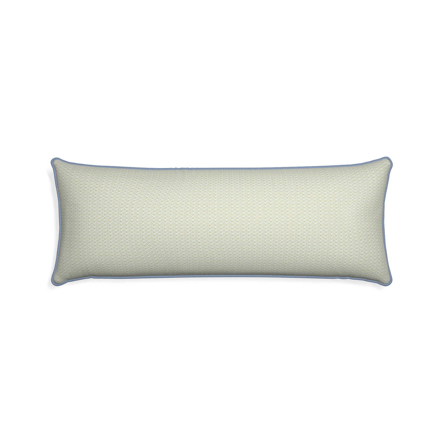 Xl-lumbar loomi moss custom moss green geometricpillow with sky piping on white background