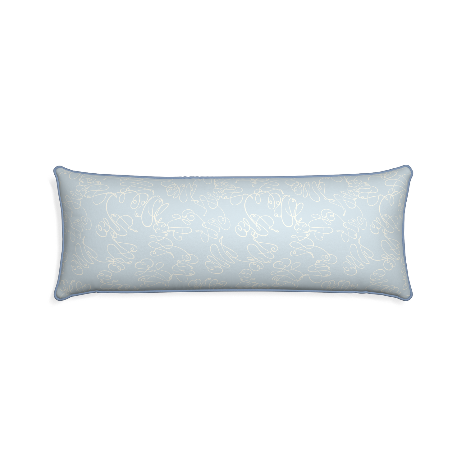 Xl-lumbar mirabella custom powder blue abstractpillow with sky piping on white background