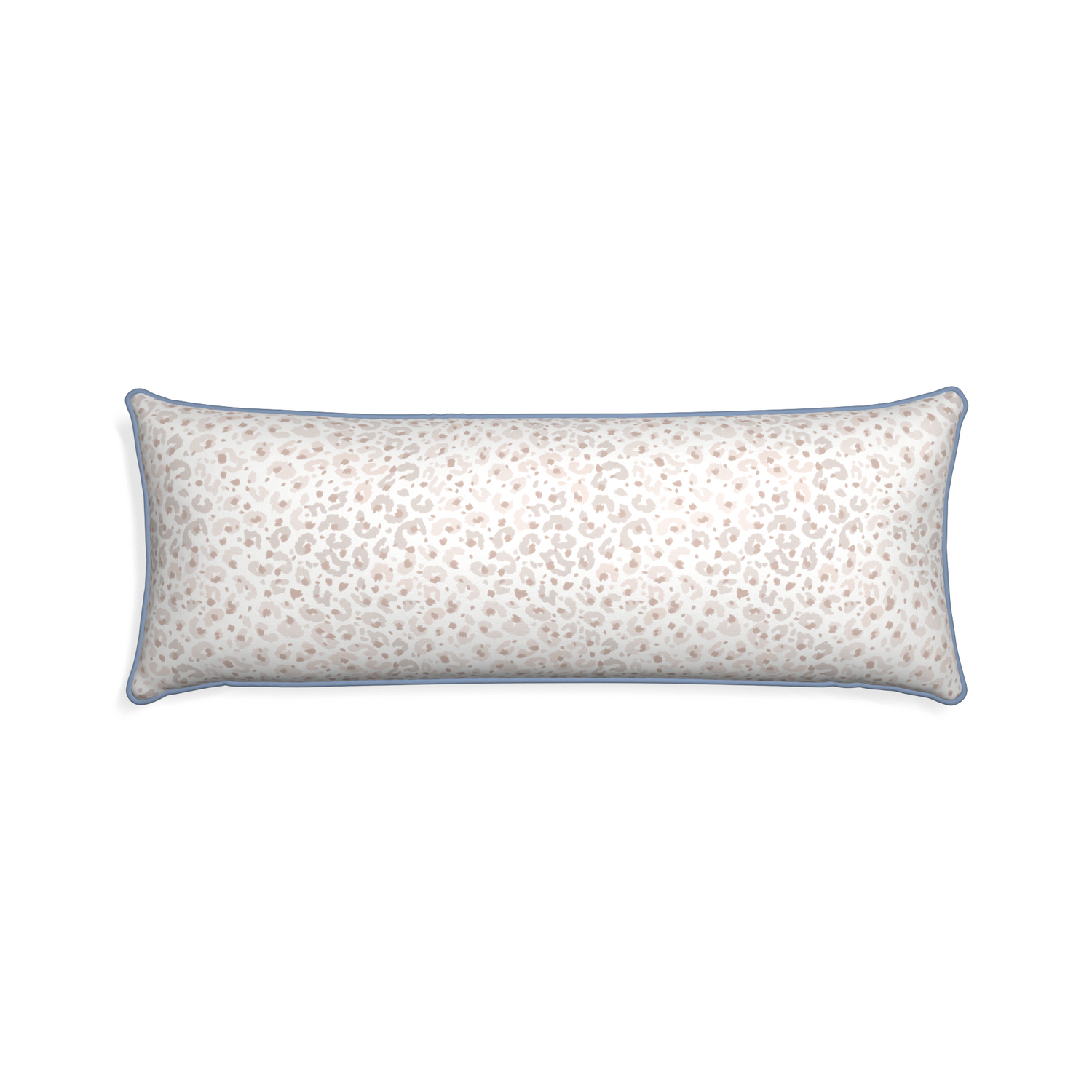 Xl-lumbar rosie custom beige animal printpillow with sky piping on white background