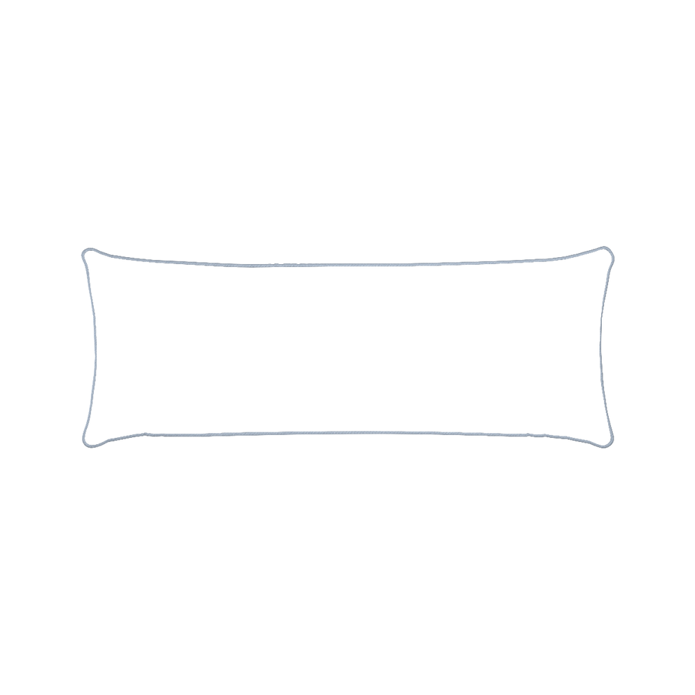 Xl-lumbar ruby moss custom pillow with s piping on white background