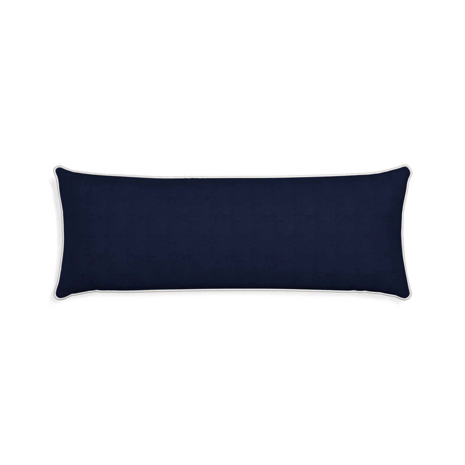 Xl-lumbar midnight custom navy bluepillow with snow piping on white background