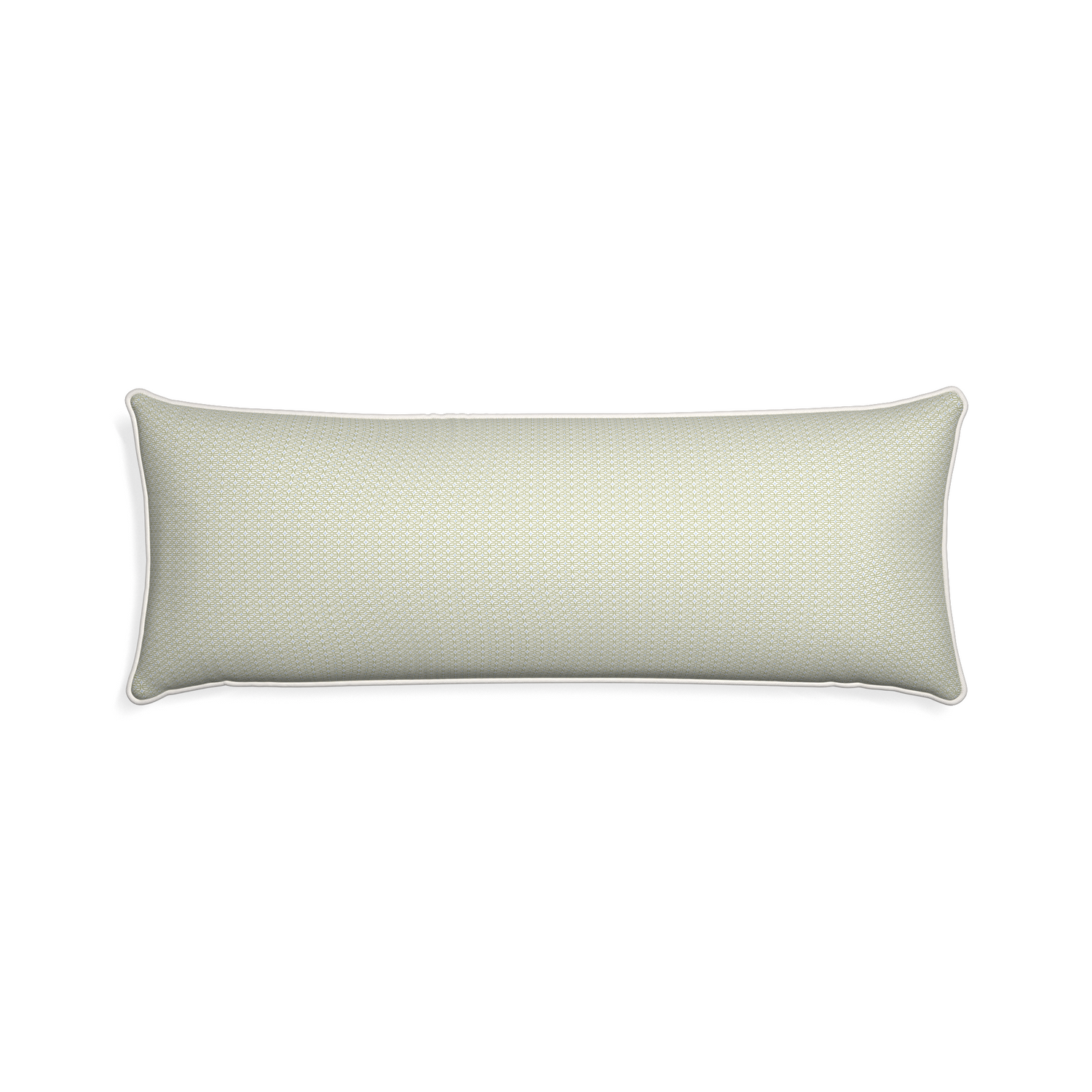 Xl-lumbar loomi moss custom moss green geometricpillow with snow piping on white background